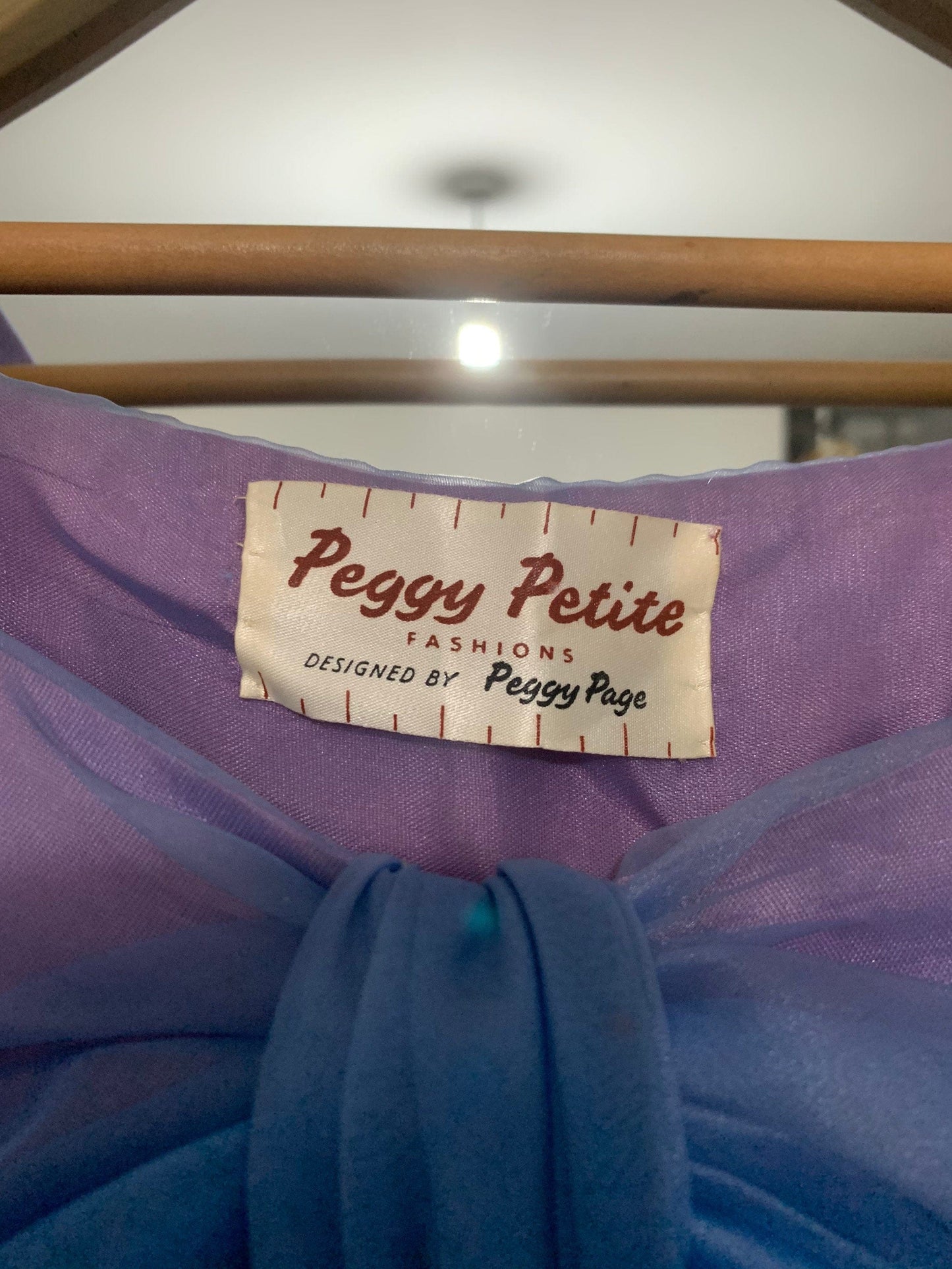 1950s Purple Blue Swing Dress Chiffon Overlayer Semi Sheer Skirt by Peggy Petite designed by Peggy Page