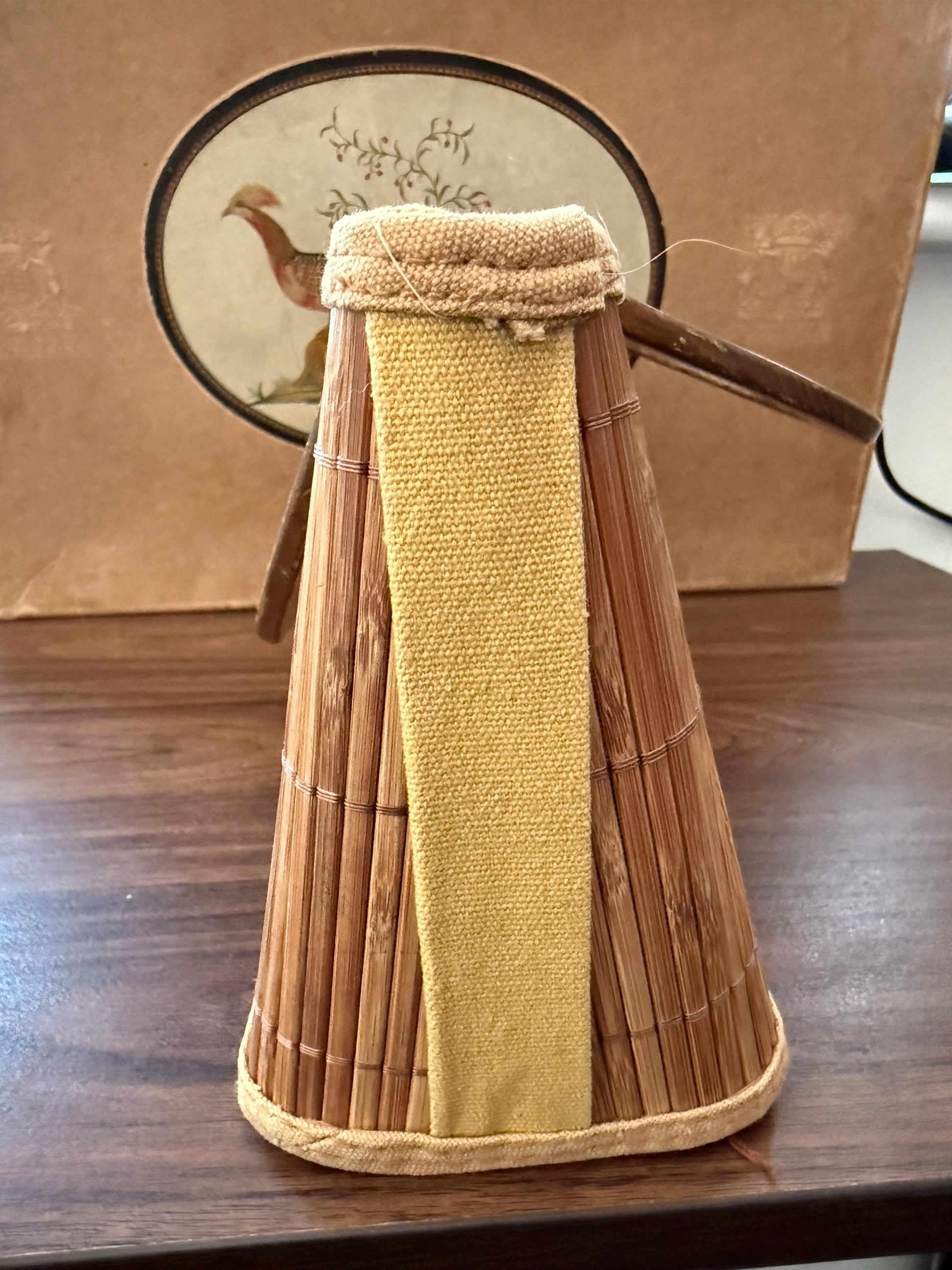 1950s Vintage Bamboo Handbag Wooden Handle Reed Basket Bag Mid Century Summer Purse