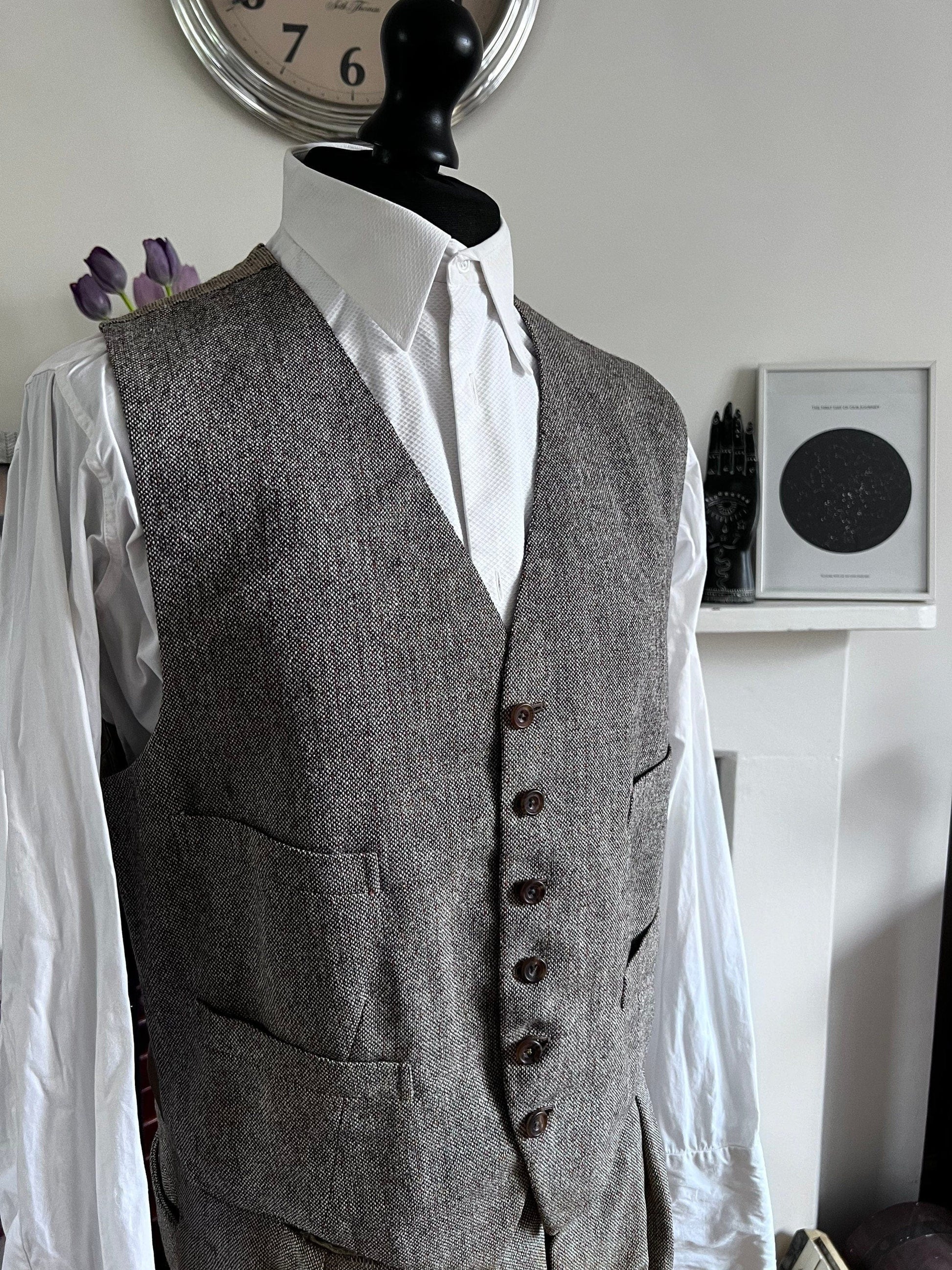 1950s Vintage Mens Tweed, 3Piece Suit, Trouser, Plus Six Jacket, Waistcoat, Mens Tweed suit, brown tweed suit 50s tweed suit