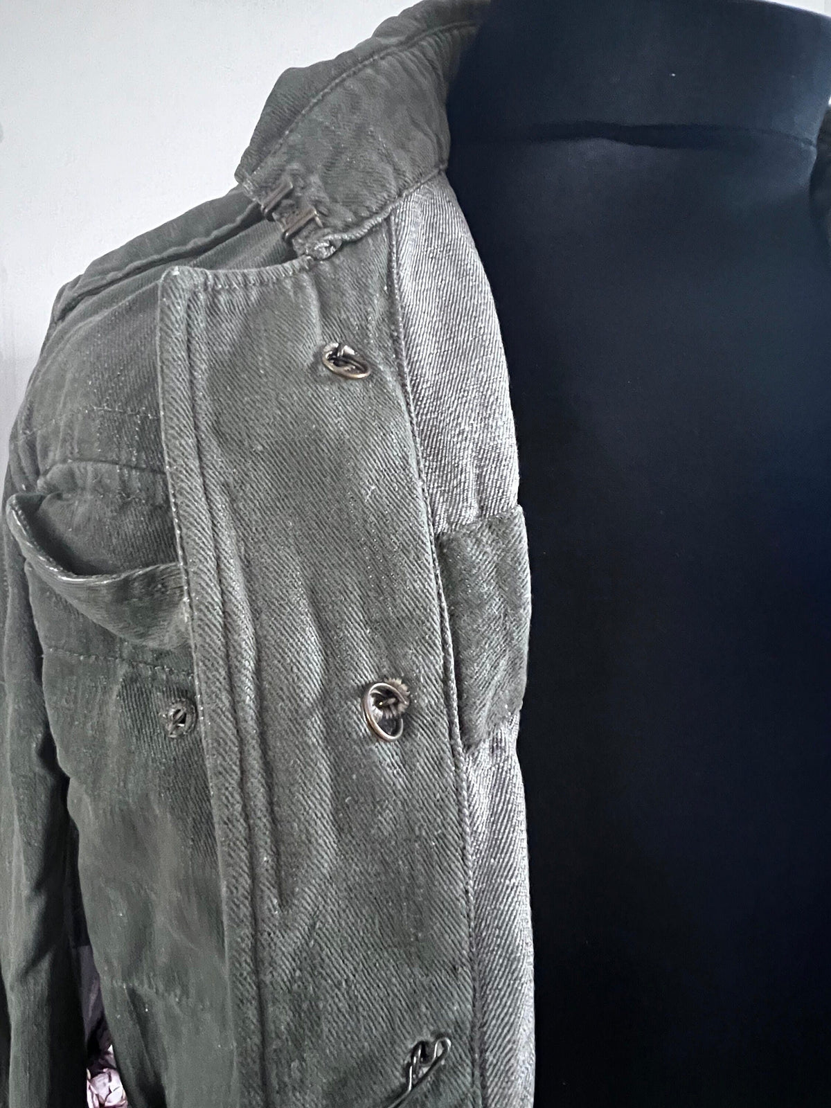 Vintage 1952 British Military Olive Green Denim Blouse Jacket | Original Army Workwear | Korean War Era Belted Utility Jacket | S/M