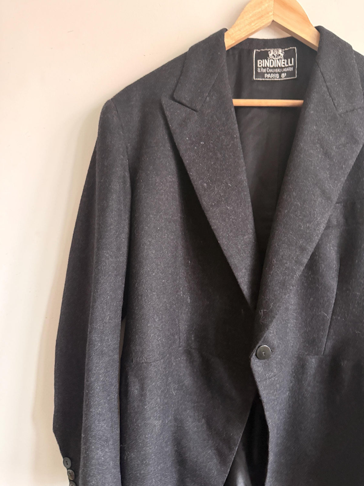 1952 French Bespoke Morning Coat by Bindinelli Paris – Black Wool Tailcoat – 1950s Formal Menswear