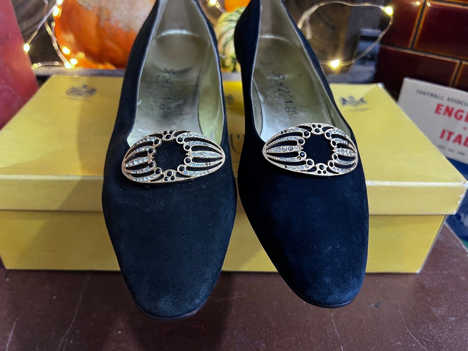 1960’s Vintage Shoes Black Suede Buckle Rayne Shoes Black Suede UK6 - Vintage UNWORN Vintage Shoes, 60s Rayne Shoes, vintage shoes with box