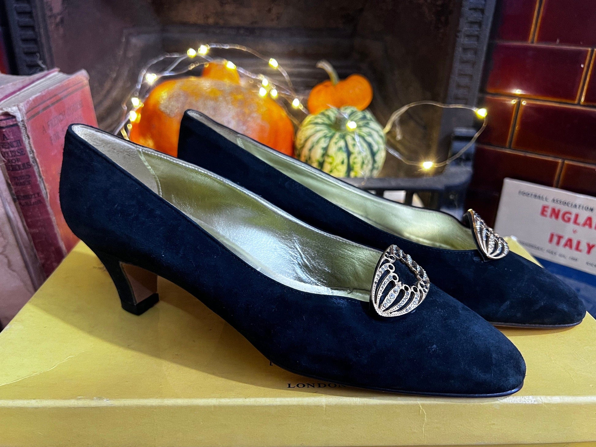 1960’s Vintage Shoes Black Suede Buckle Rayne Shoes Black Suede UK6 - Vintage UNWORN Vintage Shoes, 60s Rayne Shoes, vintage shoes with box
