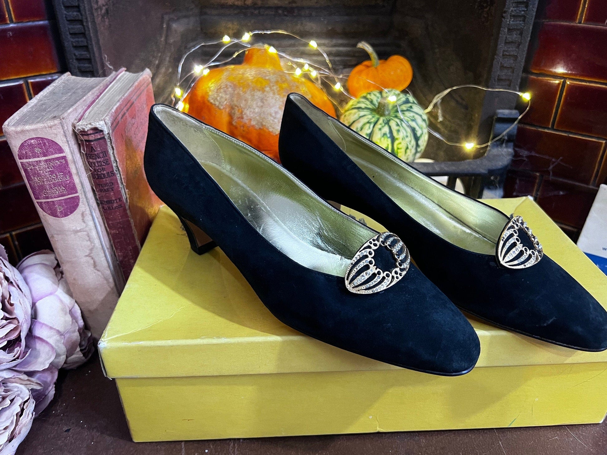 1960’s Vintage Shoes Black Suede Buckle Rayne Shoes Black Suede UK6 - Vintage UNWORN Vintage Shoes, 60s Rayne Shoes, vintage shoes with box