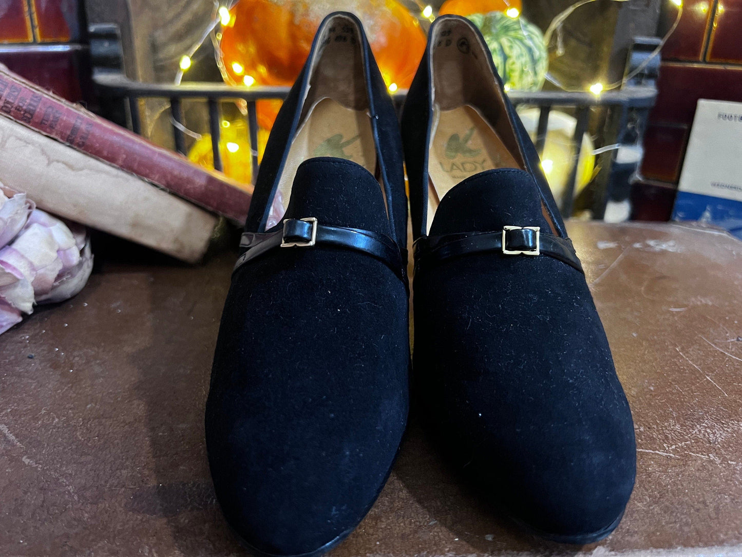 1960’s Vintage Shoes Black Suede Buckle Shoes Black Suede UK6 - Vintage UNWORN Vintage Shoes, 60s Shoes, K Lady X