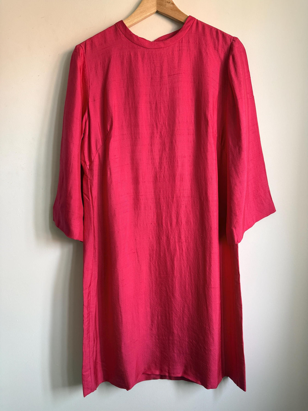 1960s Cerise Pink Shift Dress, Jackie O Style, Flared Sleeves, Occasion Wear