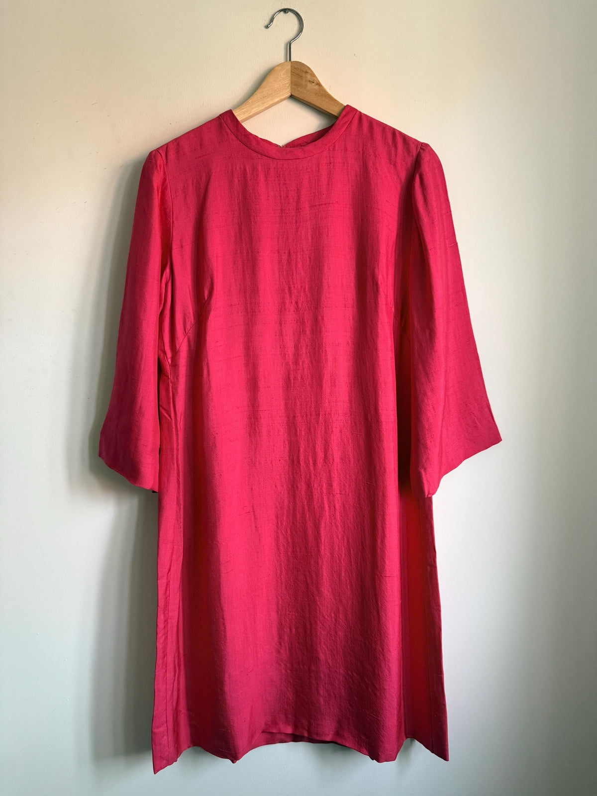 1960s Cerise Pink Shift Dress, Jackie O Style, Flared Sleeves, Occasion Wear