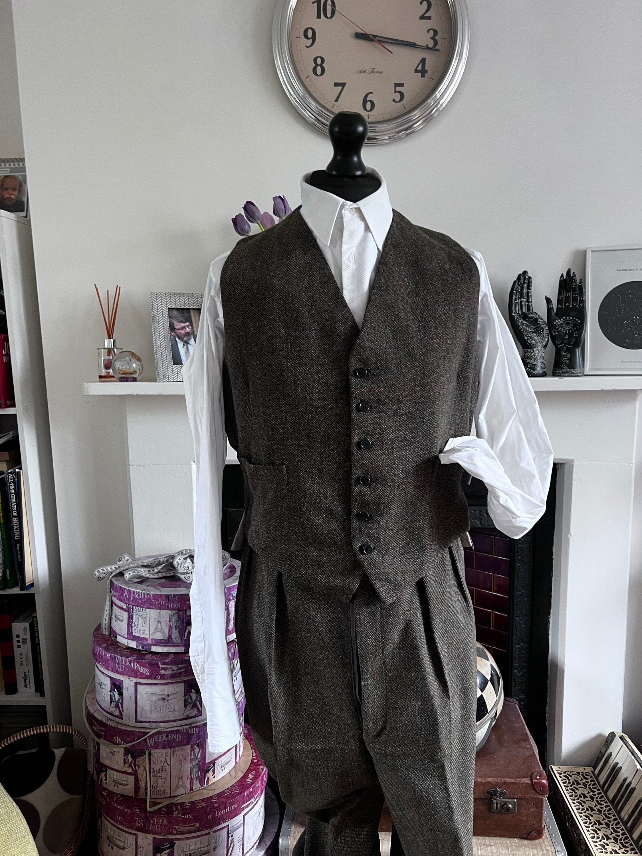 1960s Vintage Mens Tweed 2 Piece Suit Trouser Waistcoat Mens