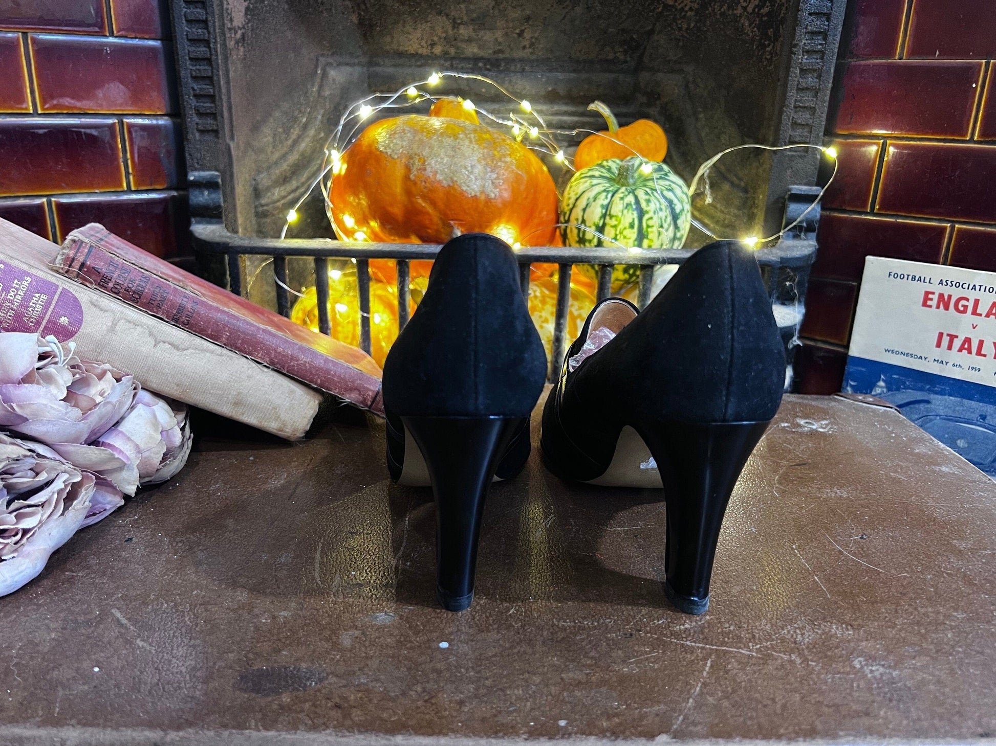 1970’s Vintage Shoes Black Suede Buckle Shoes Black Suede UK6 - Vintage UNWORN Vintage Shoes, 70s Shoes, K Lady X