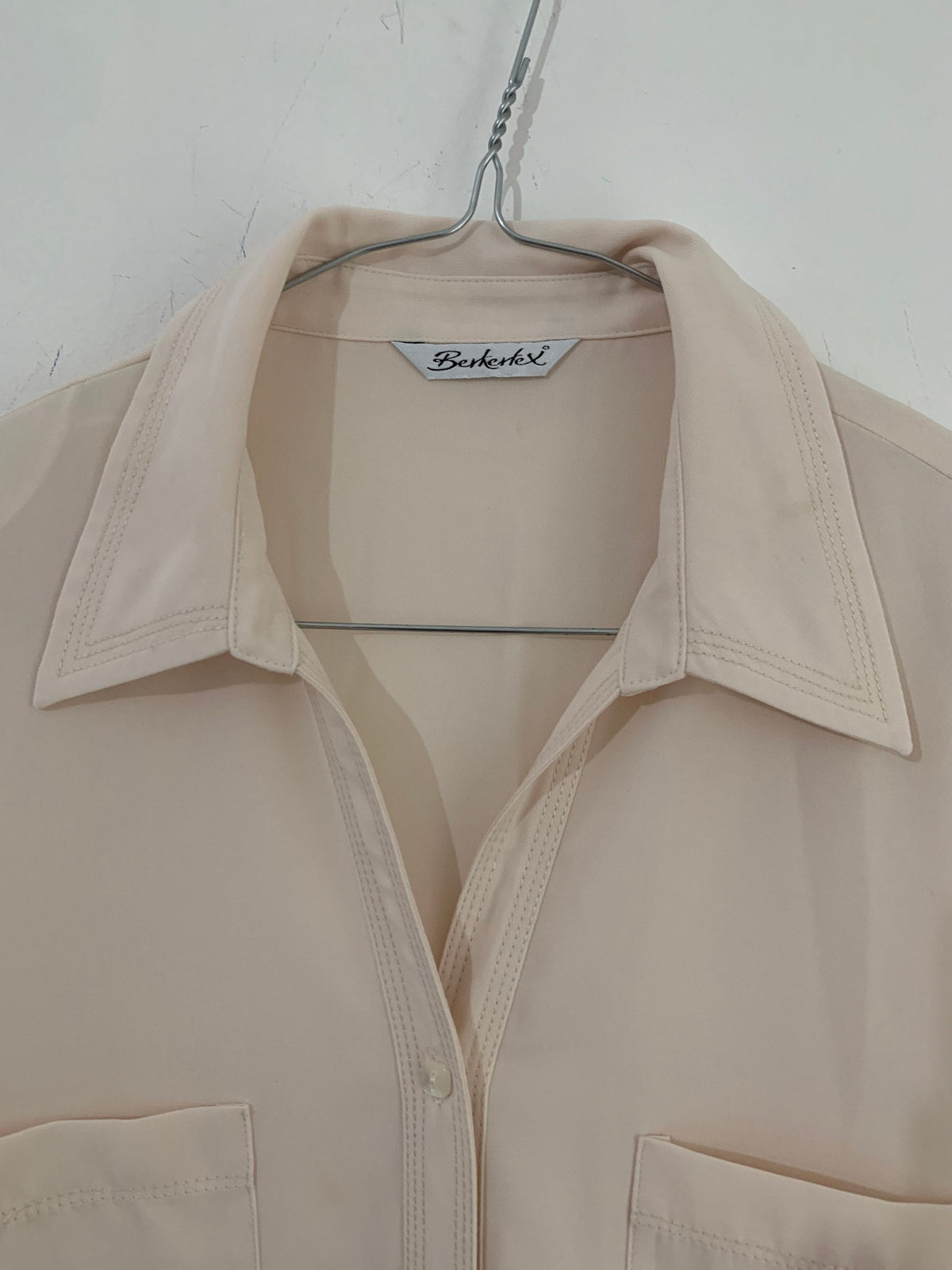 Cream Vintage Blouse Semi Sheer Button Through Boxy short Sleeves - Size 14, vintage blouse, vintage shirt, vintage top, womens vintage top,