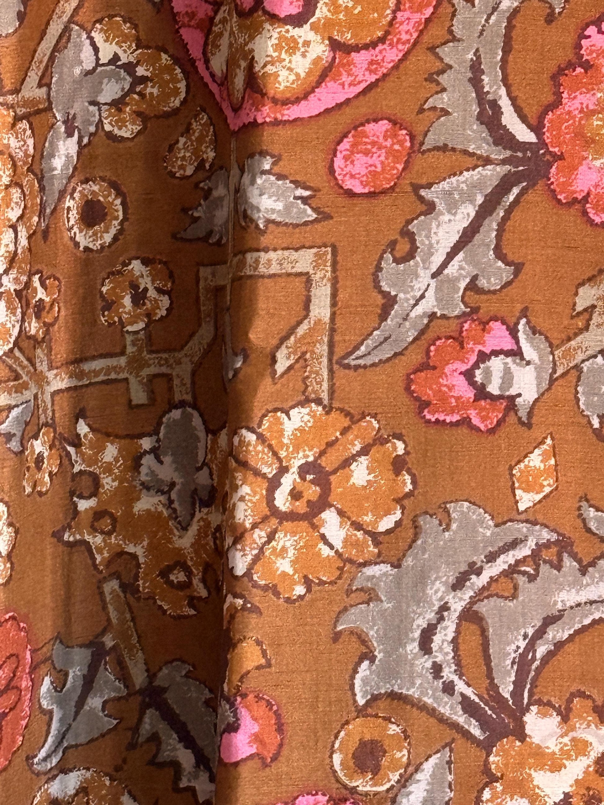 1970s Brown Floral Maxi Dress | Boho Spaghetti Strap Prairie Sundress