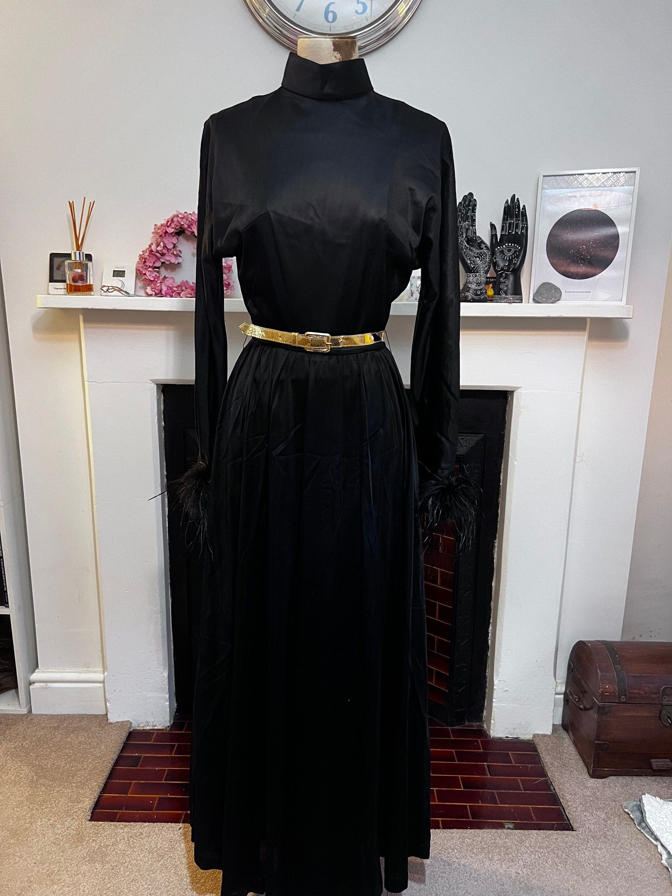 1970s black shop dress