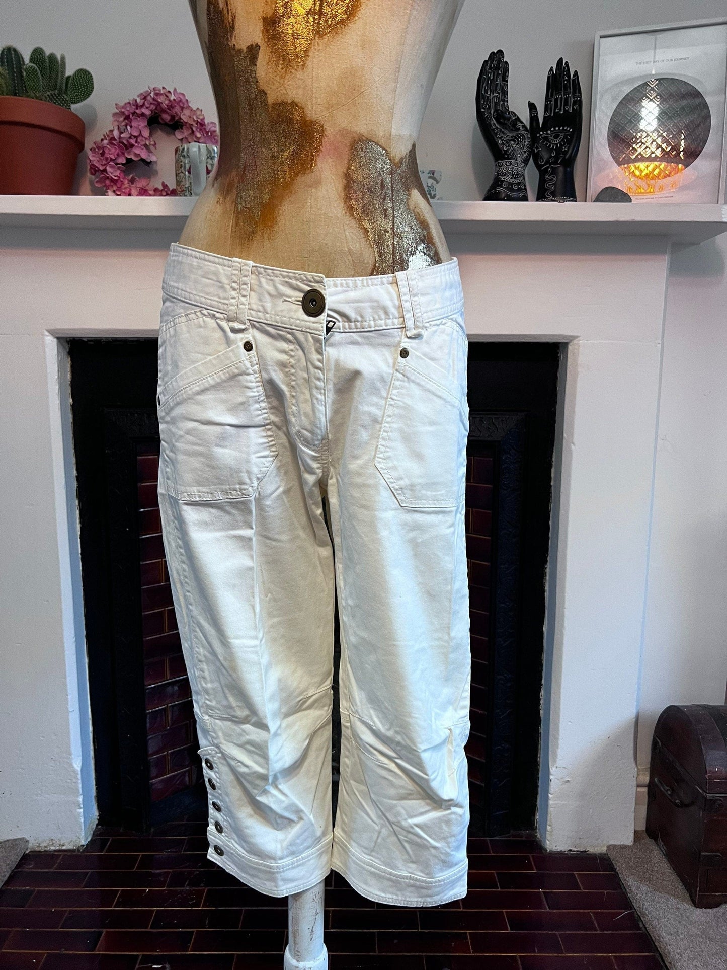 1990s Vintage cropped cargo chino mid rise trouser , UK 12 waist 32” Leg 19”