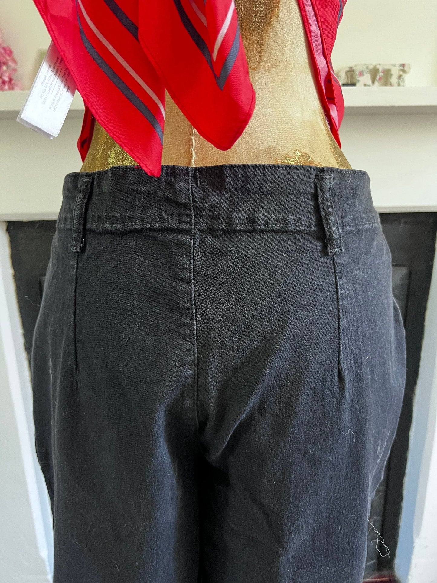 1990s Vintage mid rise black baggy wide leg zip fly jeans, UK12 waist 30”