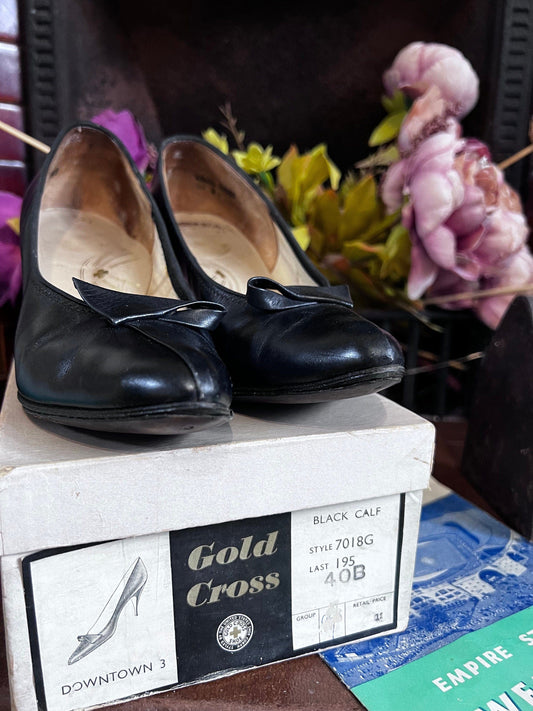 70s Black Shoes leather Pointed Shoes Black Kid leather, Vintage Vintage Shoes, 70s Shoes, vintage shoes & box UK3