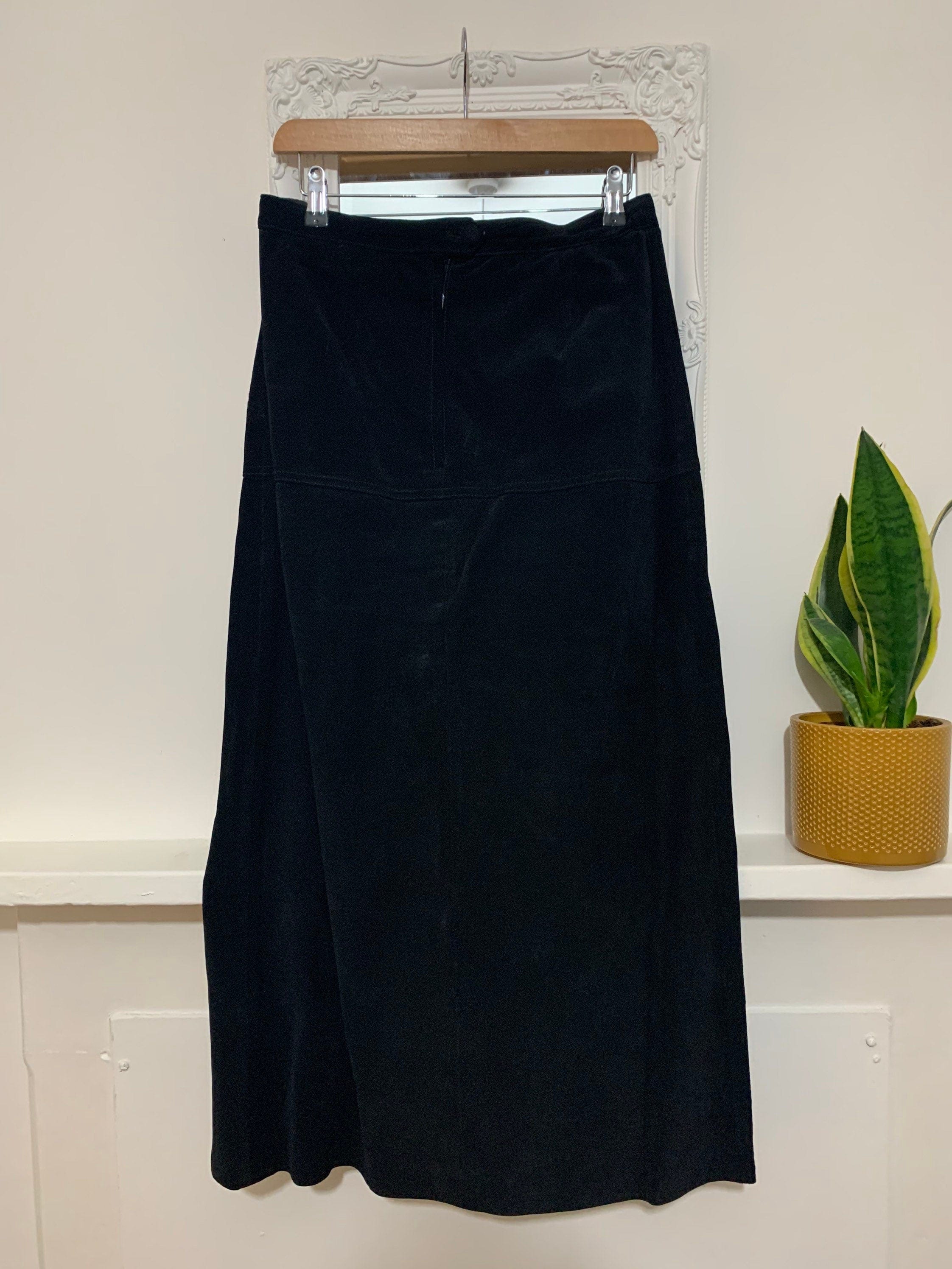 Suede Vintage Skirt Black Fully Lined Front Split - Vintage Skirt ...