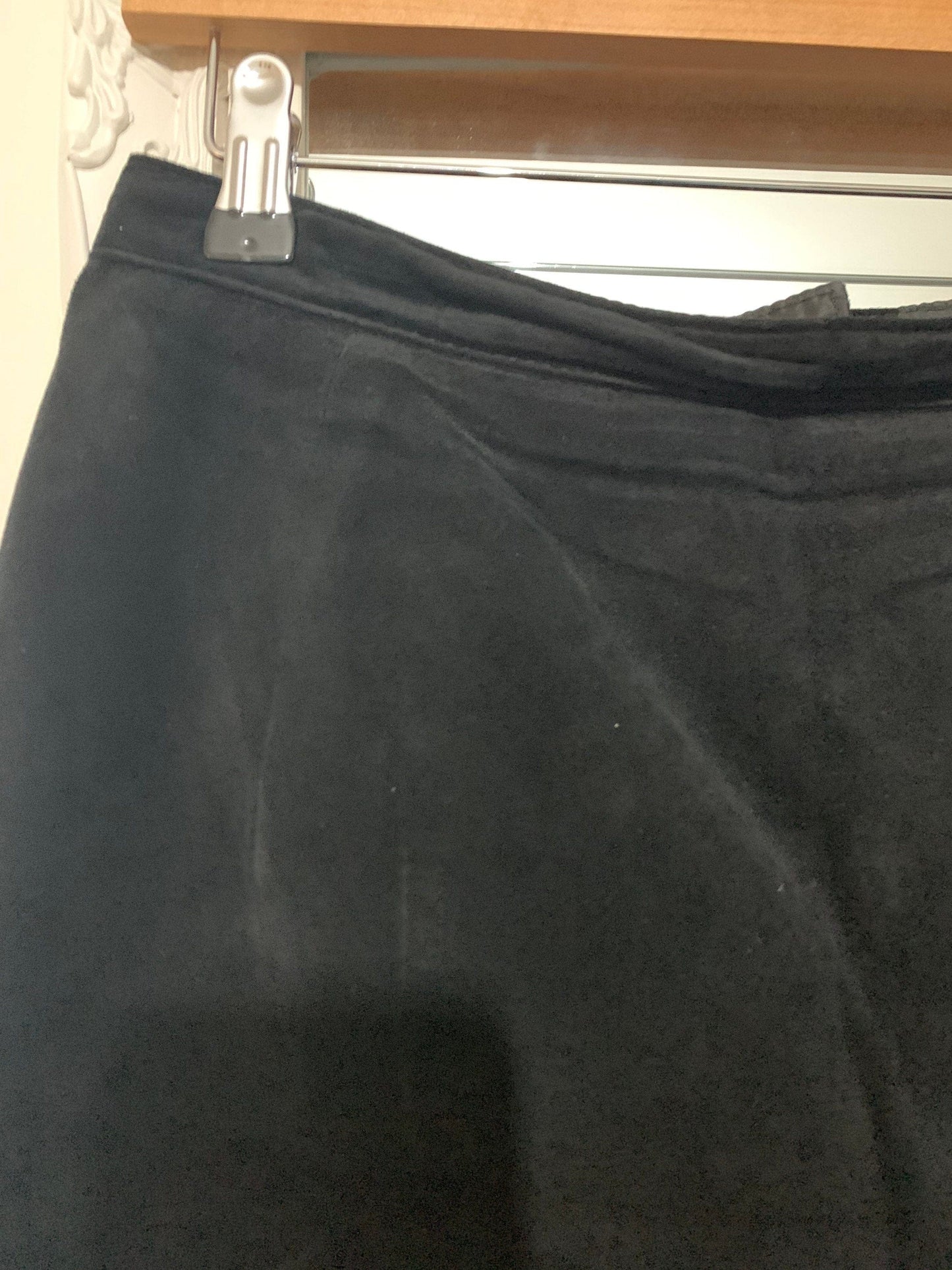 80s A-Line Suede Skirt Black Fully Lined Front Split
