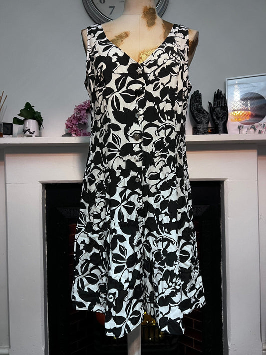 90s Vintage Playsuit Jumpsuit- St Michael Marks & Spencer Romper Playsuit Black and white