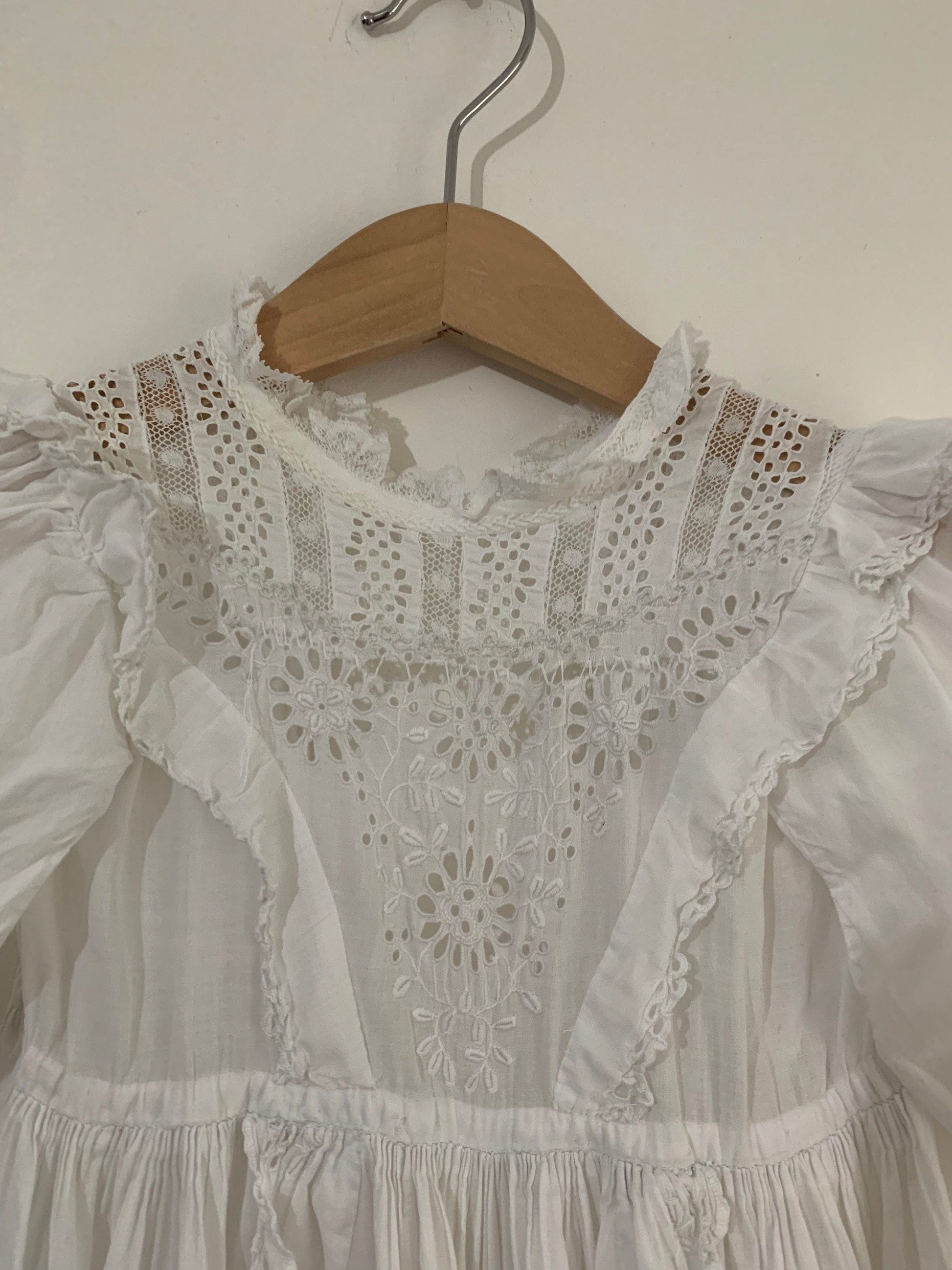 Antique Christening Gown, 19th Century Christening Gown, Heirloom Broiderie Anglais Christening Gown, Antique Dress, White Dolls Dress