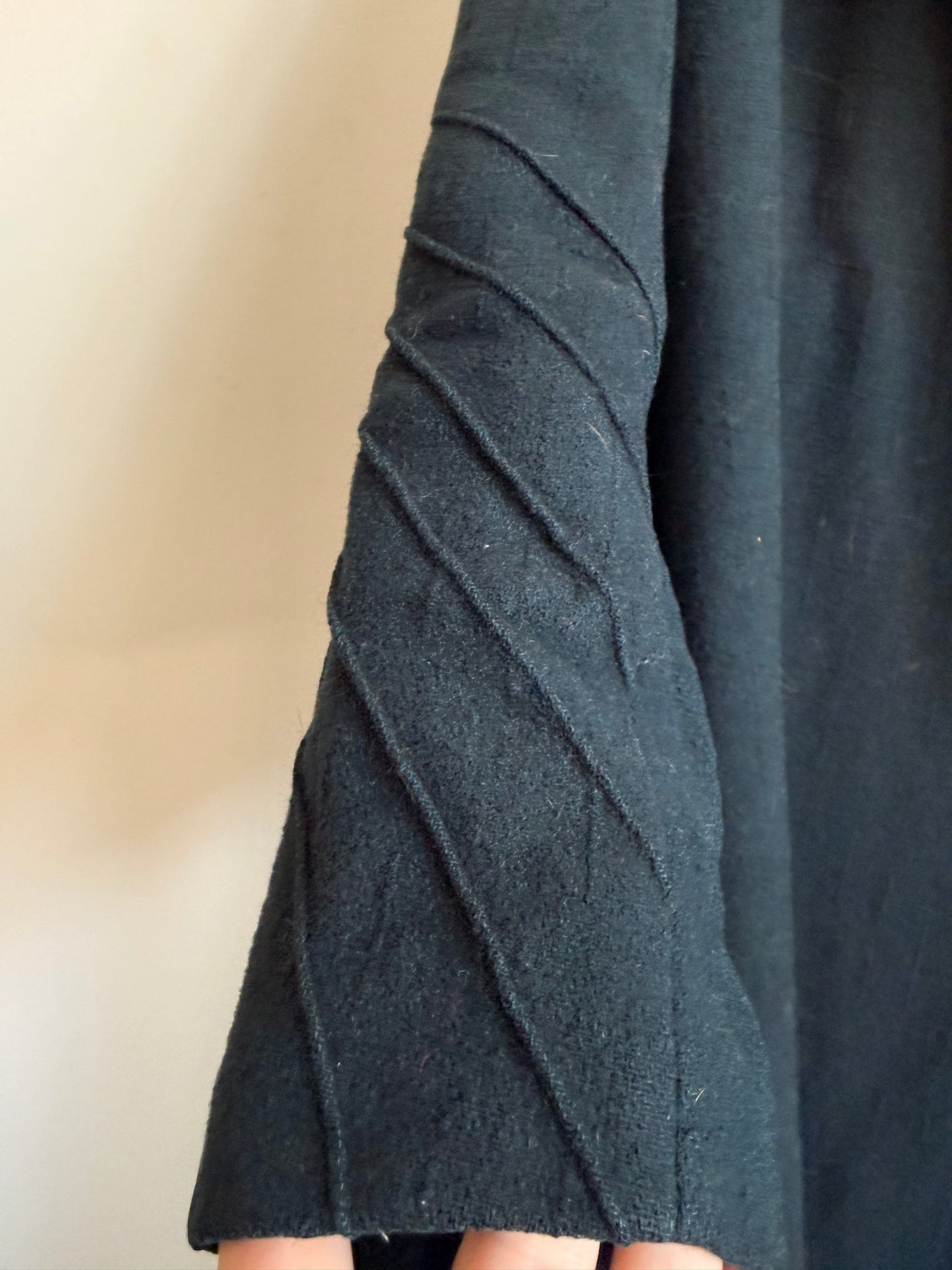 1920s Art Deco Wool Coat with Mink Fur Collar Black Cocoon Flapper Evening Coat