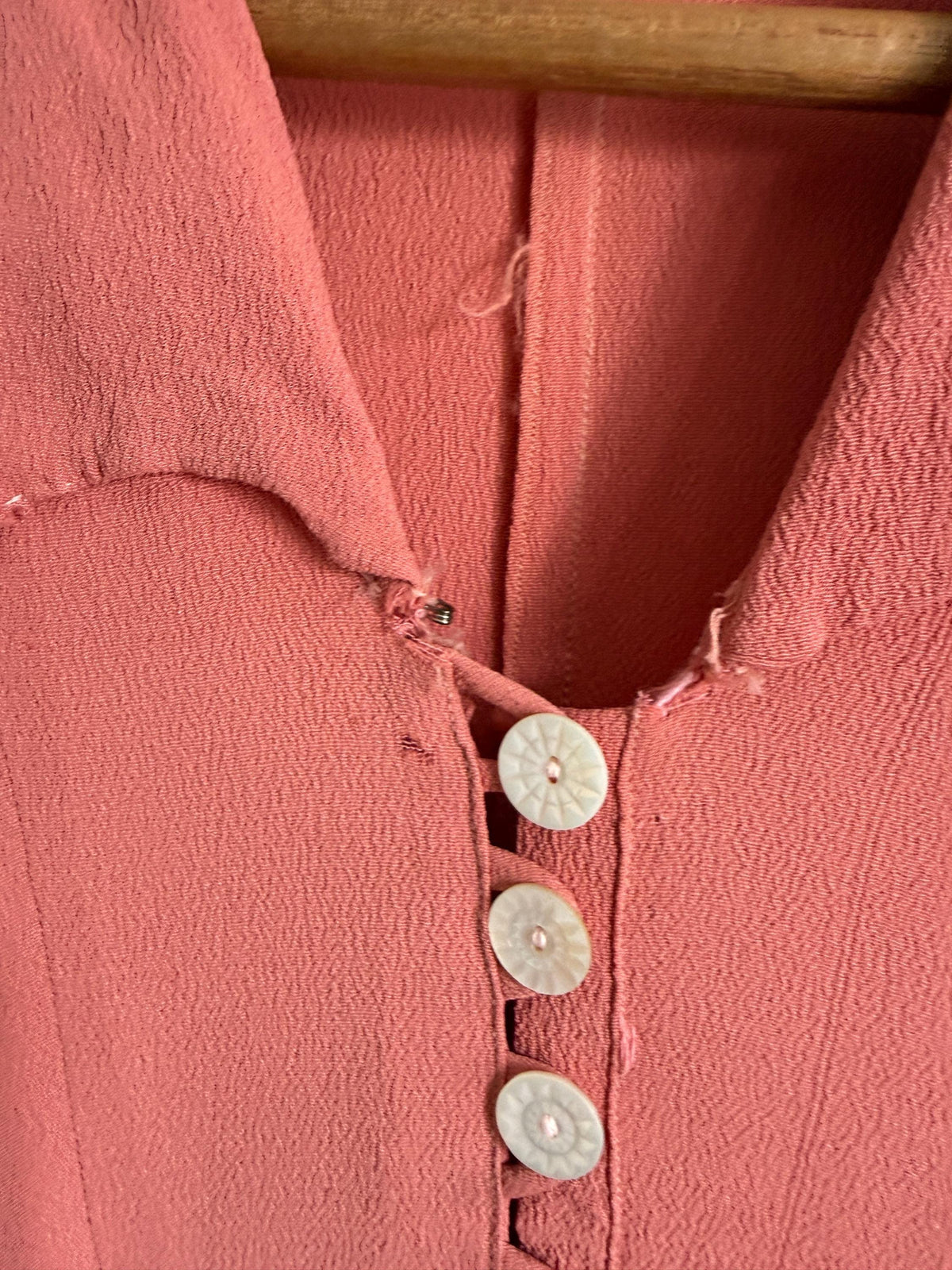 Authentic 1940s Rayon Crepe Day Dress | Vintage Dusty Rose Tea Dress | WWII Era Side Zip Dress | Original 1940s Fashion CC41