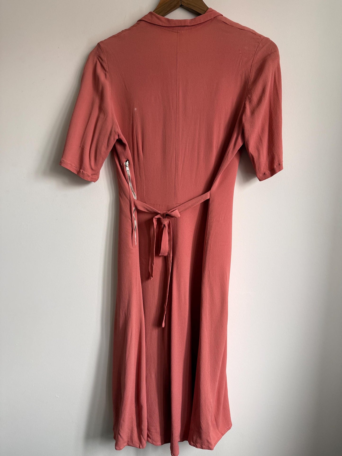 Authentic 1940s Rayon Crepe Day Dress | Vintage Dusty Rose Tea Dress | WWII Era Side Zip Dress | Original 1940s Fashion CC41