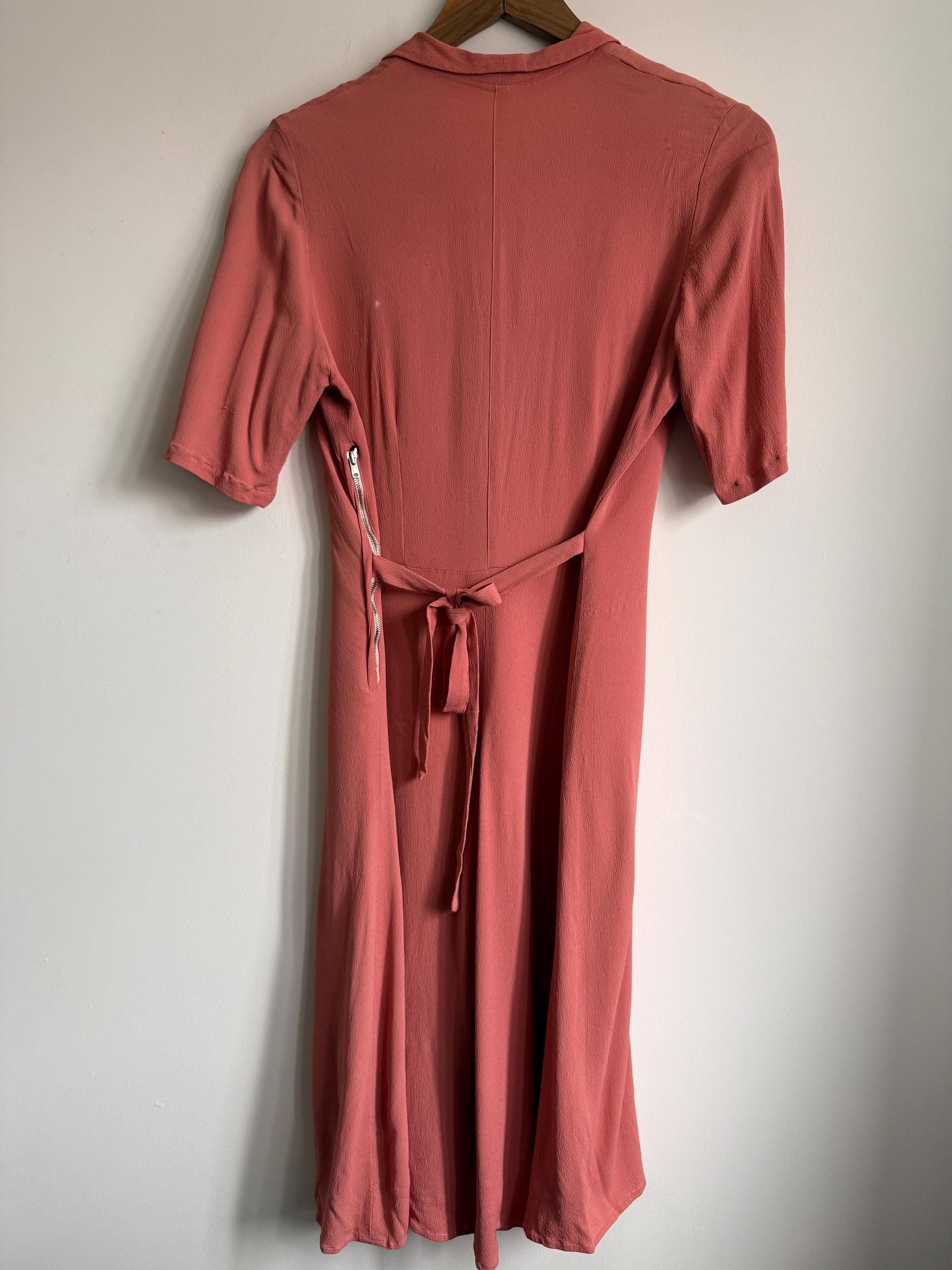 Authentic 1940s Rayon Crepe Day Dress | Vintage Dusty Rose Tea Dress | WWII Era Side Zip Dress | Original 1940s Fashion CC41