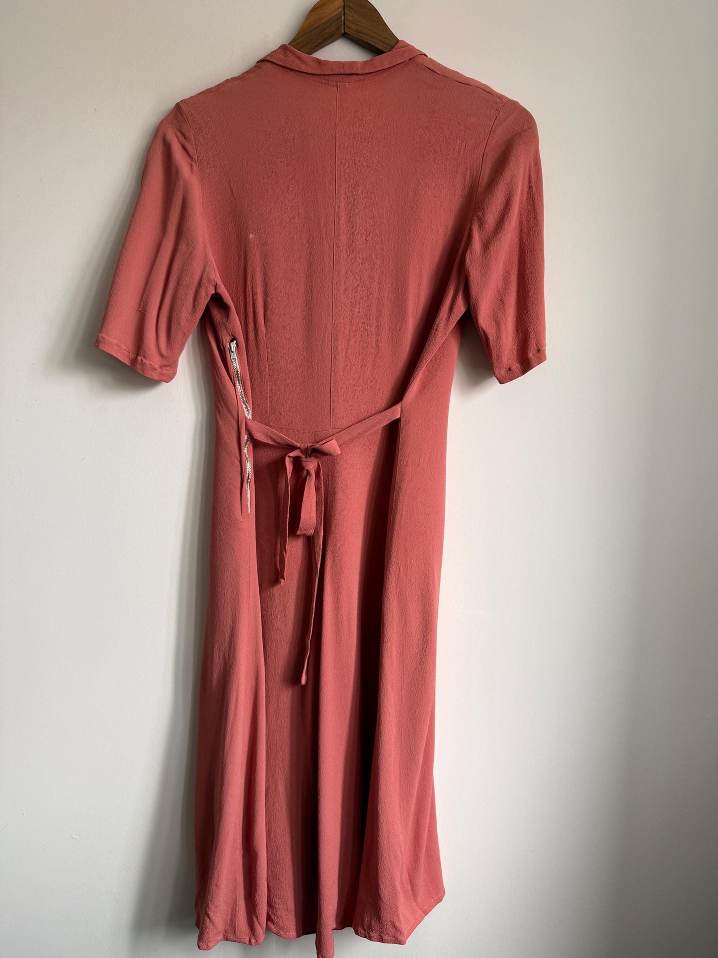 Authentic 1940s Rayon Crepe Day Dress | Vintage Dusty Rose Tea Dress | WWII Era Side Zip Dress | Original 1940s Fashion CC41