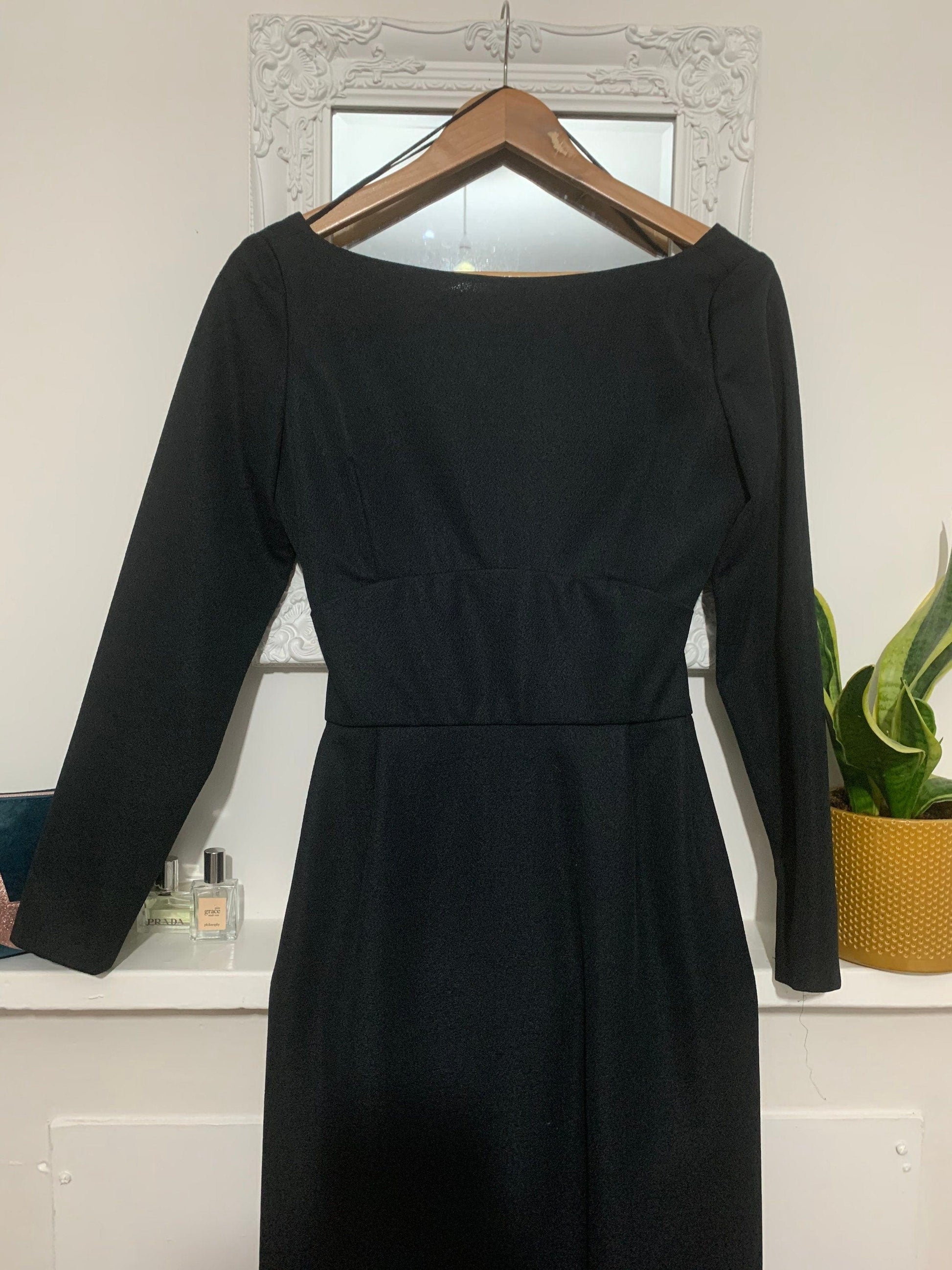 Black Open Back Vintage Maxi Dress - Exceptional Condition - 1960s Poly Peck - Sybil Zelker