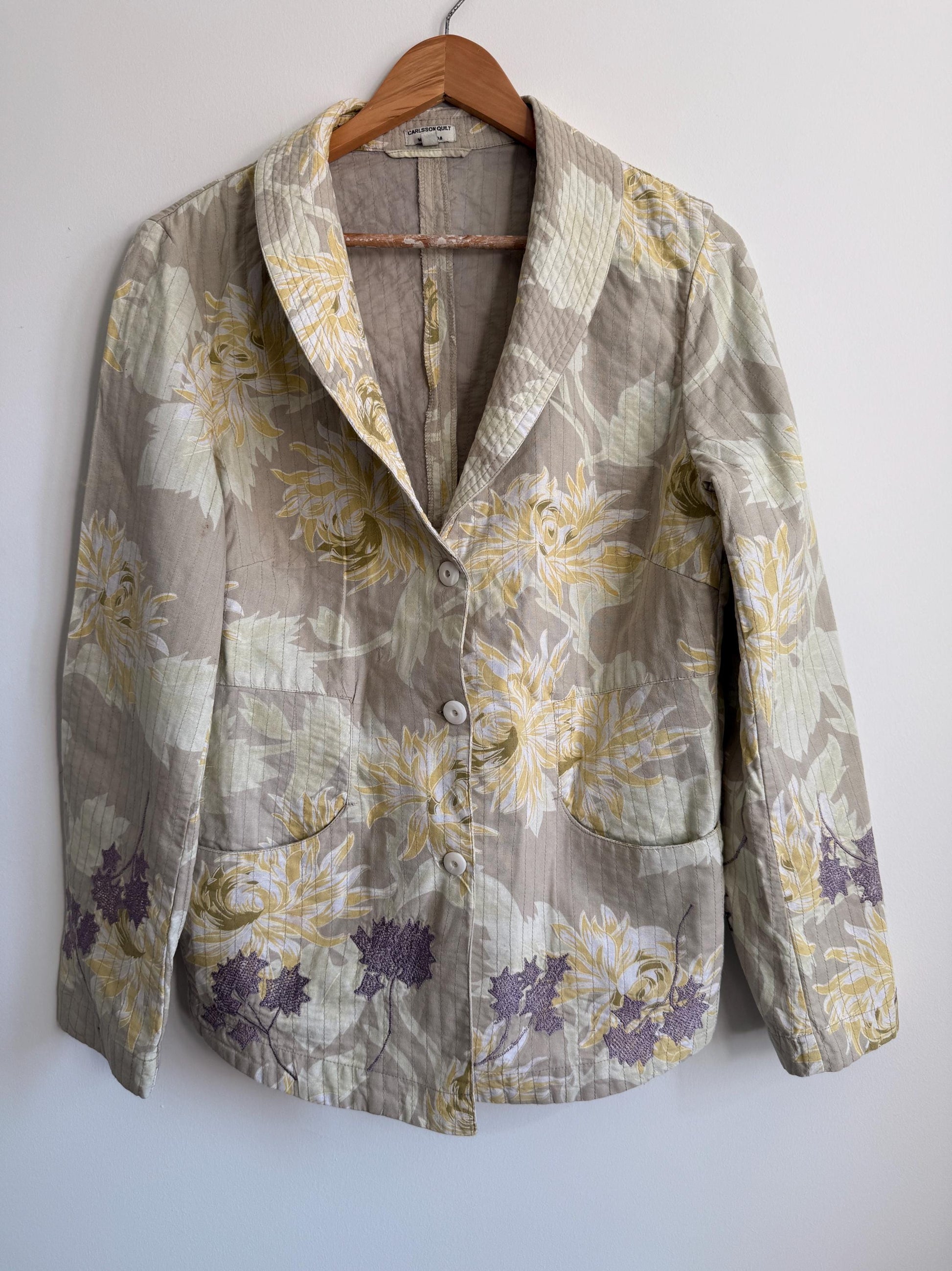 Noa Noa Quilted Jacket Carlsson Quilt XL Vintage Floral Jacket Scandinavian Cottagecore Cotton Jacket Boho Layering Piece