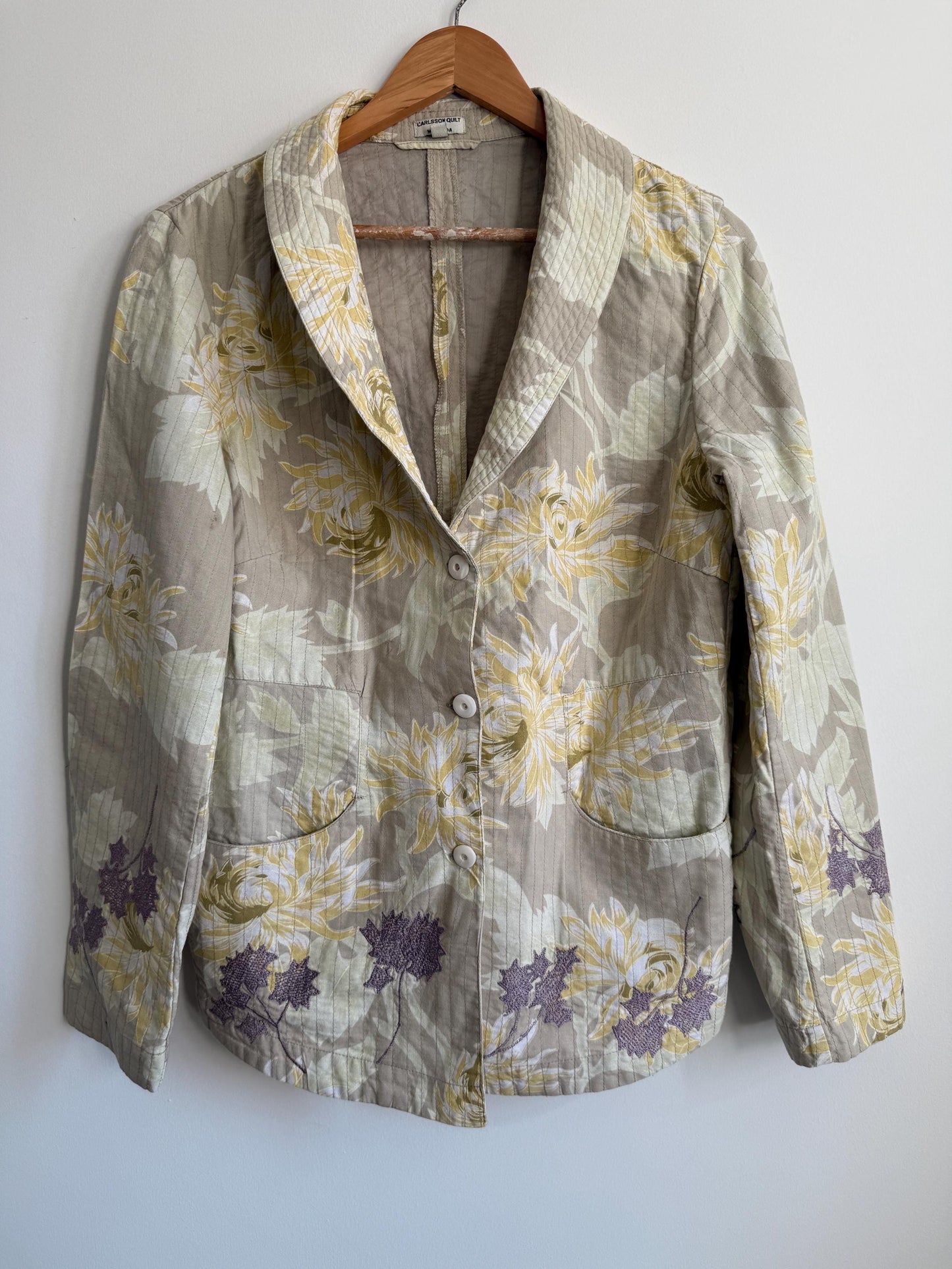Noa Noa Quilted Jacket Carlsson Quilt XL Vintage Floral Jacket Scandinavian Cottagecore Cotton Jacket Boho Layering Piece