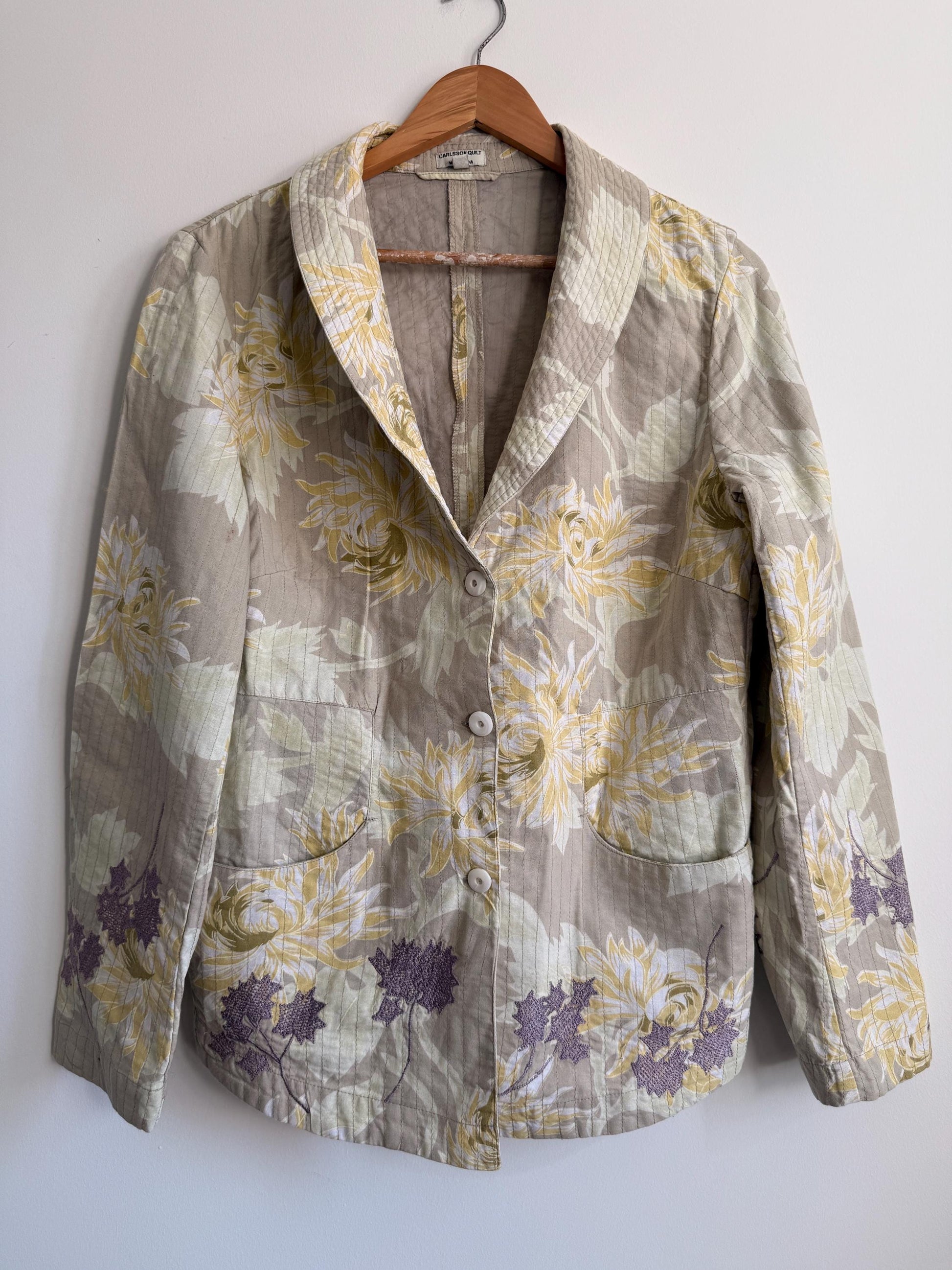 Noa Noa Quilted Jacket Carlsson Quilt XL Vintage Floral Jacket Scandinavian Cottagecore Cotton Jacket Boho Layering Piece