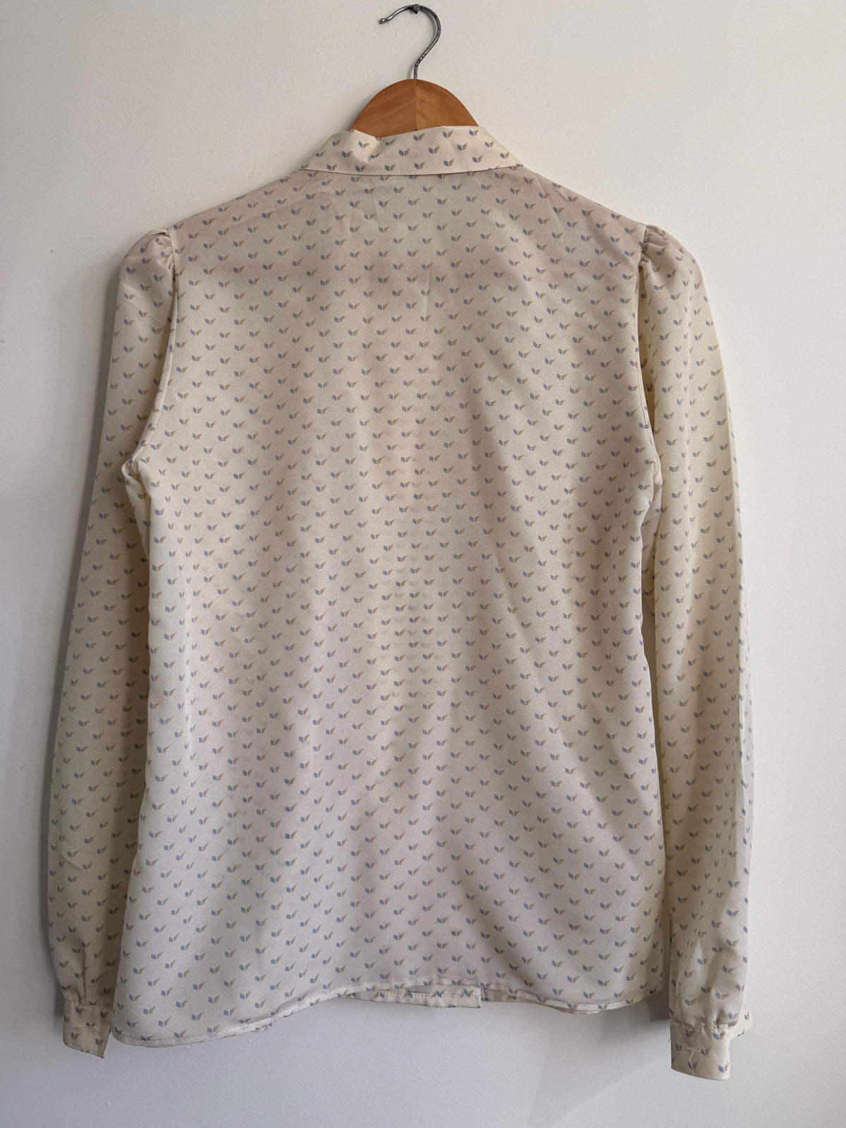 Vintage Alexon Cream Blouse Long Sleeve Printed Blouse Smart Vintage Shirt Secretary Blouse Office Wear Classic British Vintage