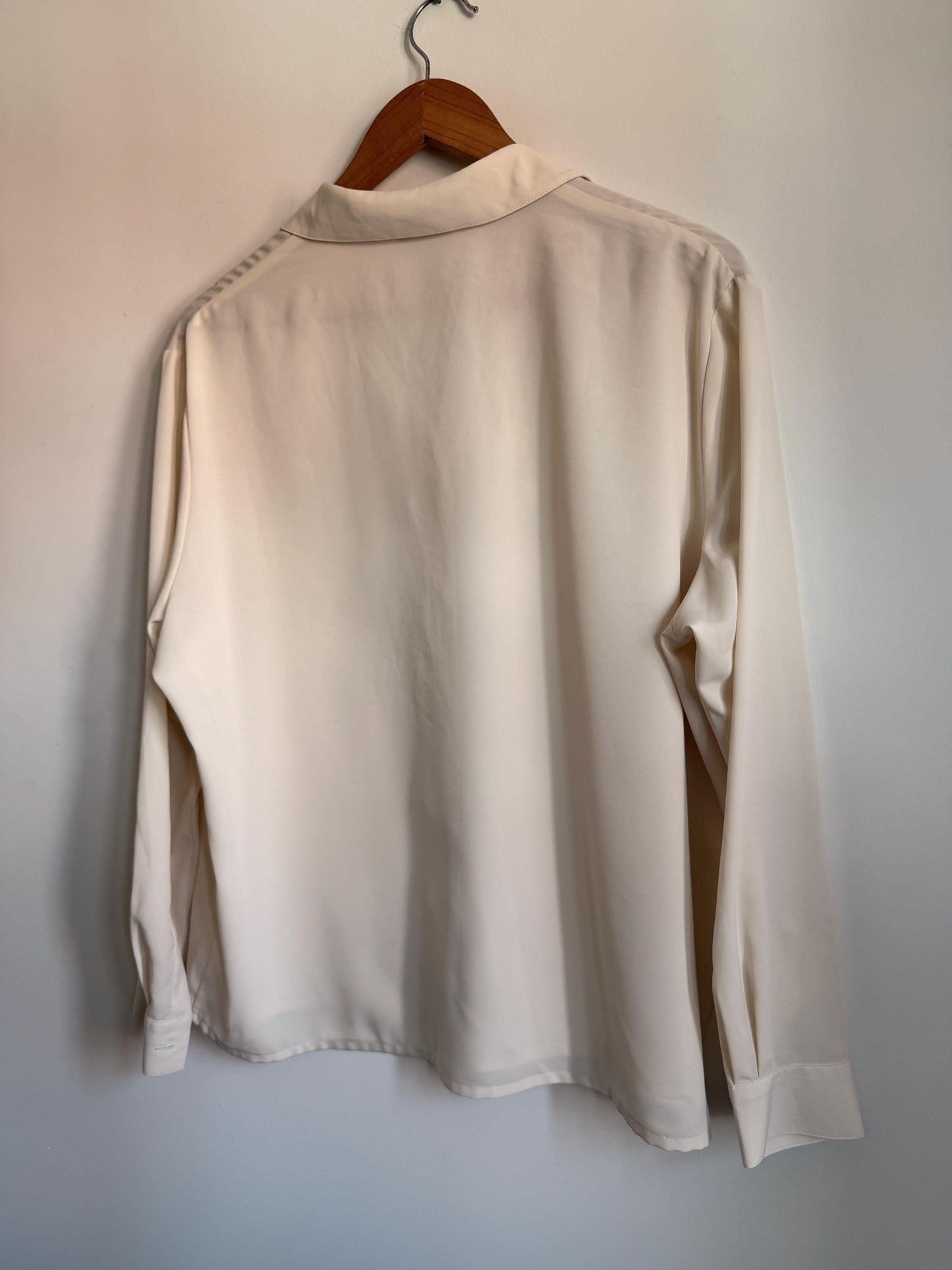 Vintage Eastex Cream Embroidered Blouse | Ivory Floral Pintuck Shirt