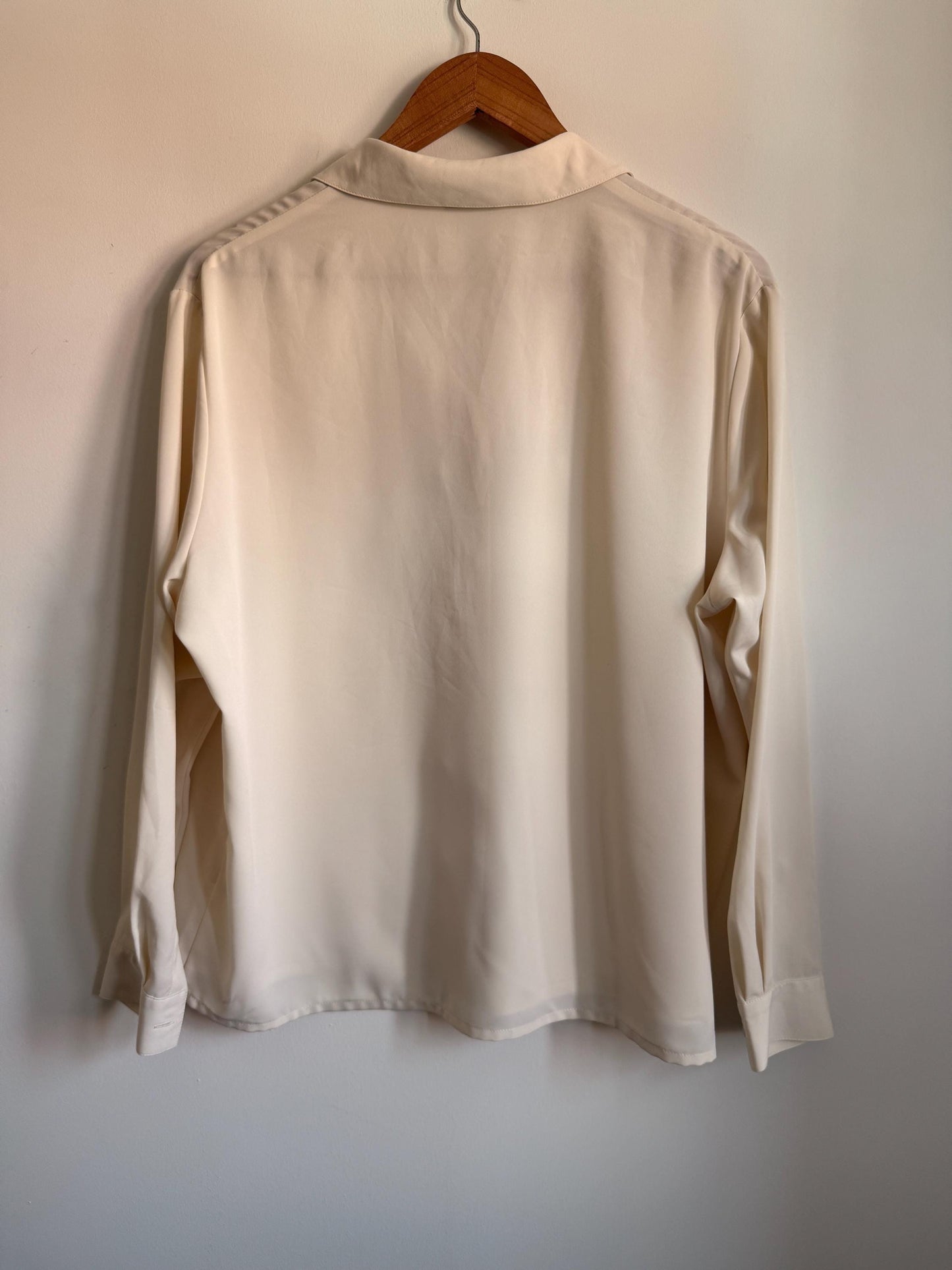 Vintage Eastex Cream Embroidered Blouse | Ivory Floral Pintuck Shirt