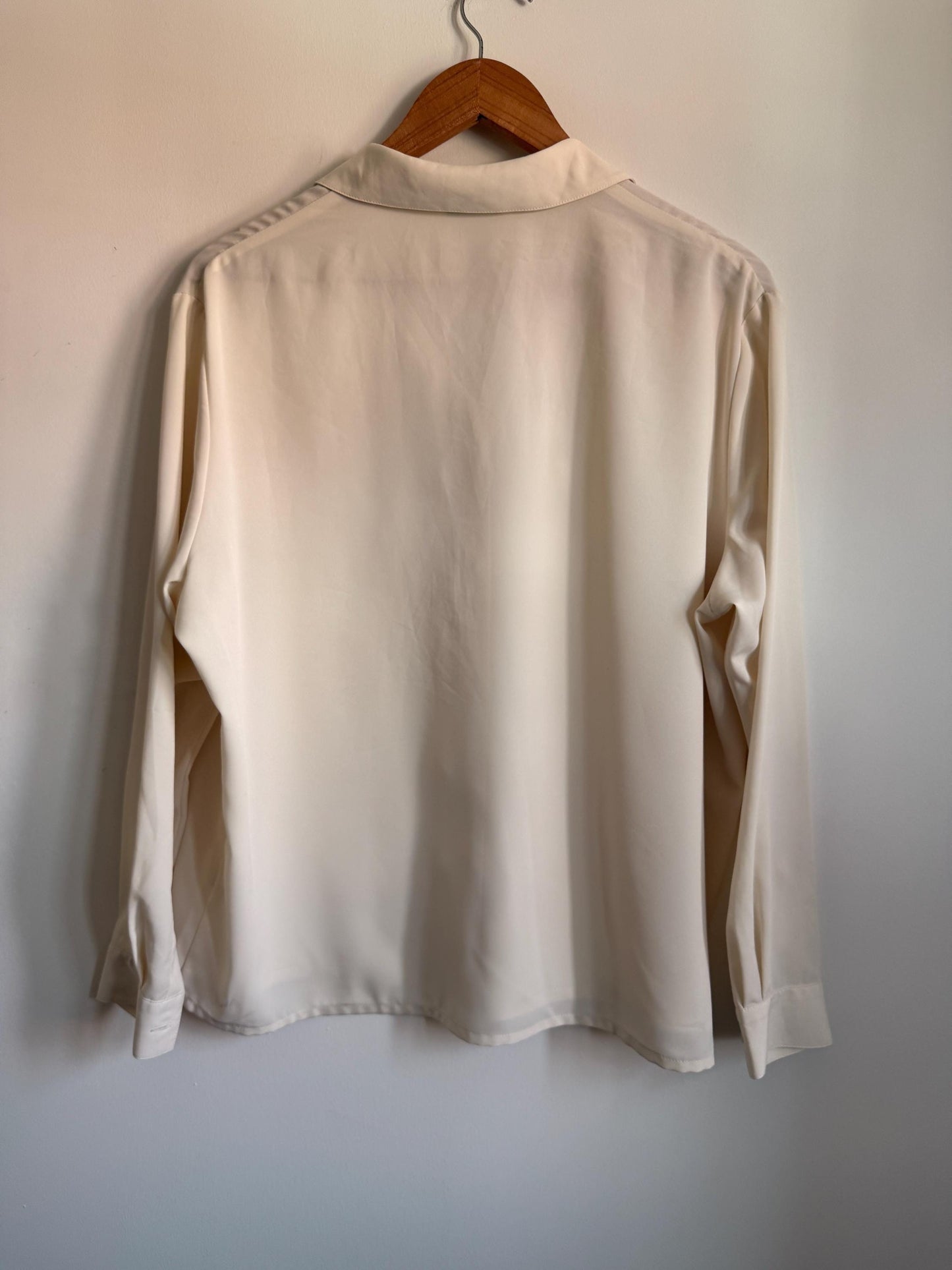 Vintage Eastex Cream Embroidered Blouse | Ivory Floral Pintuck Shirt