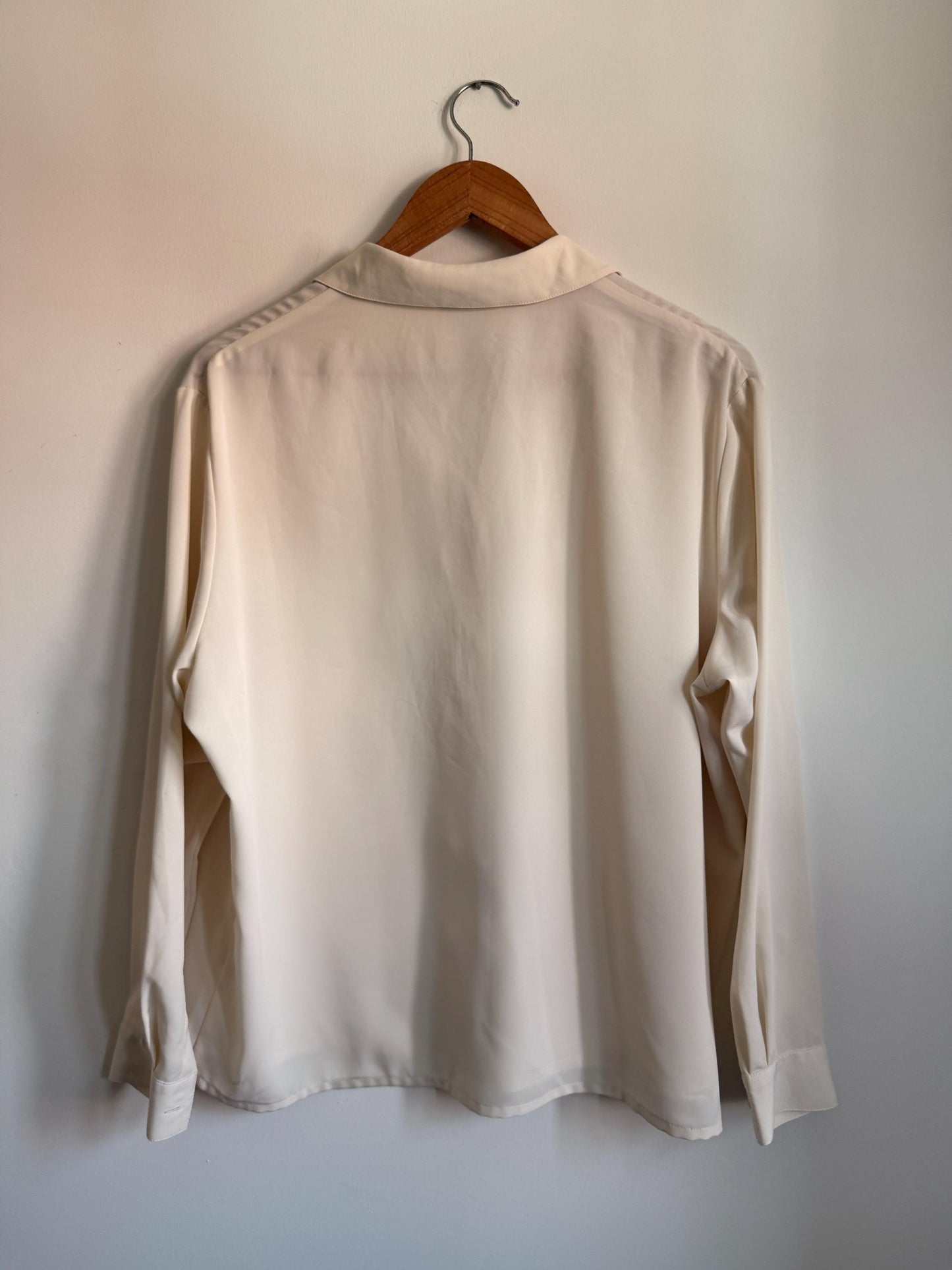 Vintage Eastex Cream Embroidered Blouse | Ivory Floral Pintuck Shirt
