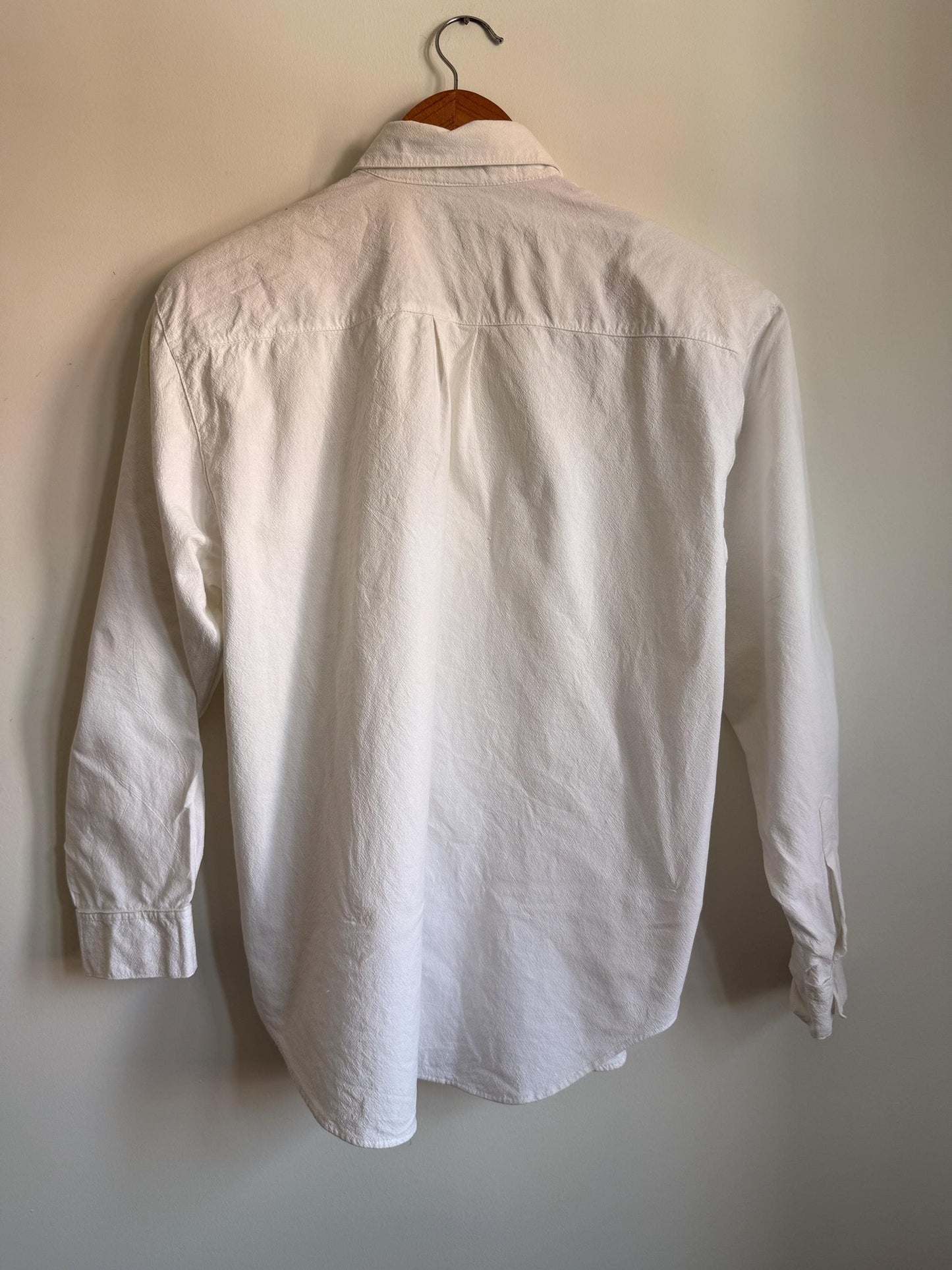 Vintage Jane Ashley White Cotton Shirt | Pearl Beaded Floral Embroidered Blouse | Cottagecore Statement Shirt Size M