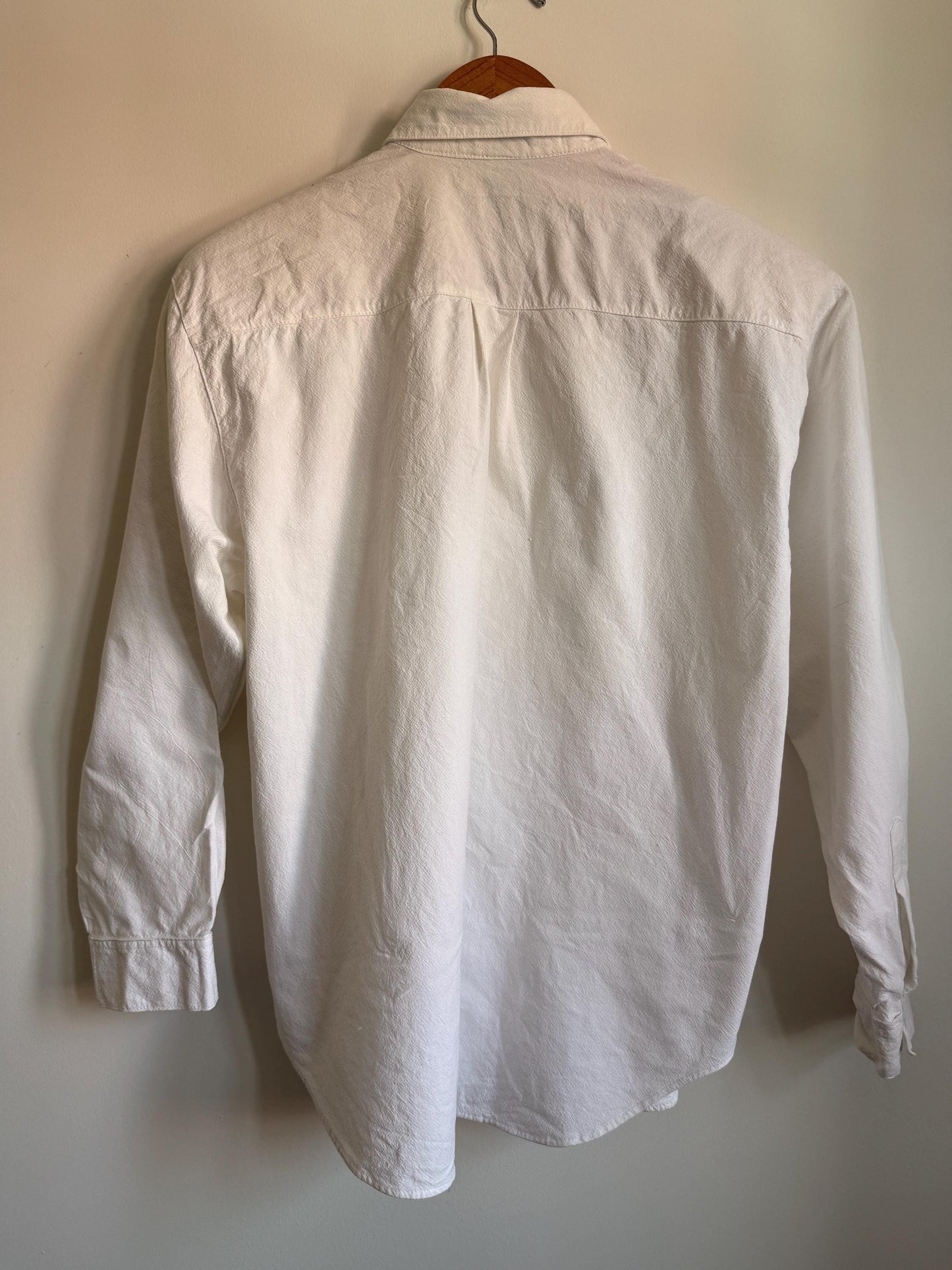 Vintage Jane Ashley White Cotton Shirt | Pearl Beaded Floral Embroidered Blouse | Cottagecore Statement Shirt Size M