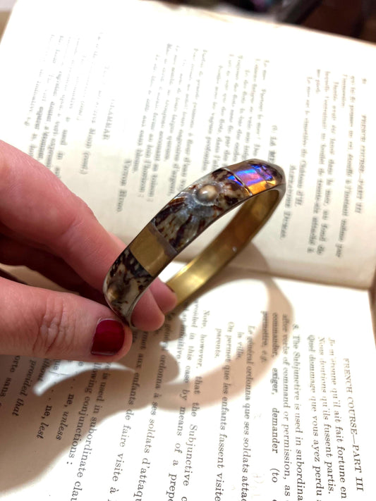 Brown Vintage Bangle, Metal Enamel Brown, Brown Bangle, Metal enamel Bangle, 1940s, 1950s, Stacking Bangle, Vintage Jewellery, Enamel