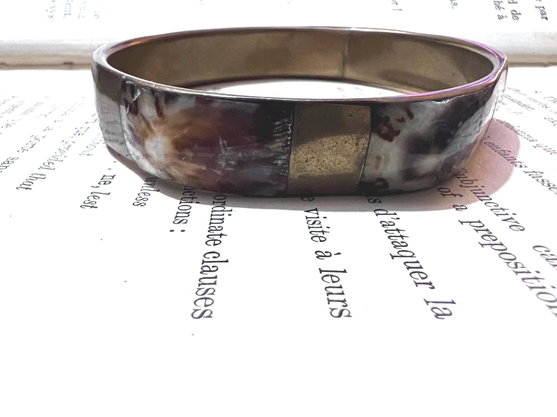 Brown Vintage Bangle, Metal Enamel Brown, Brown Bangle, Metal enamel Bangle, 1940s, 1950s, Stacking Bangle, Vintage Jewellery, Enamel