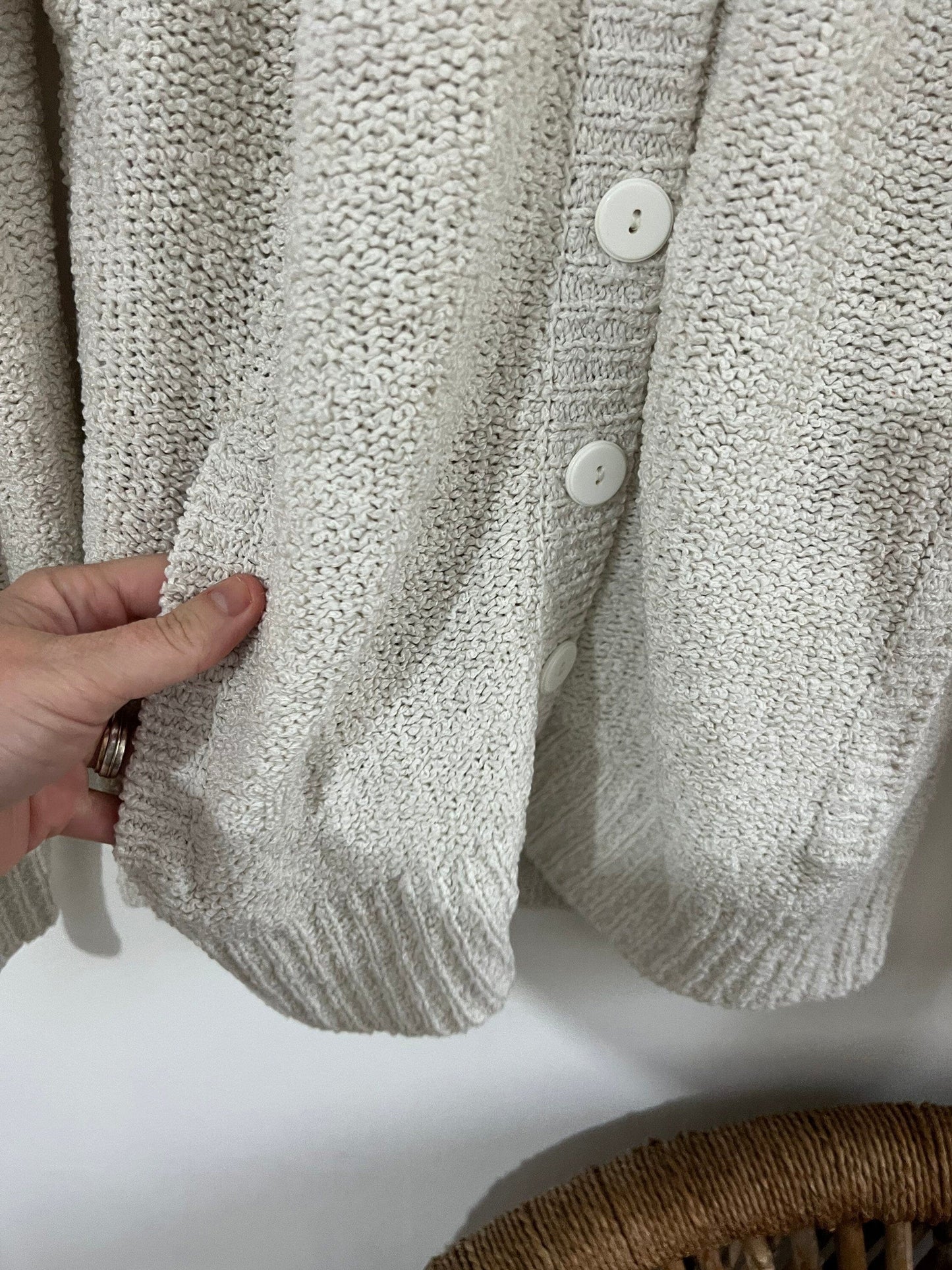 Cream Knit Cardigan pale with pockets cable knit