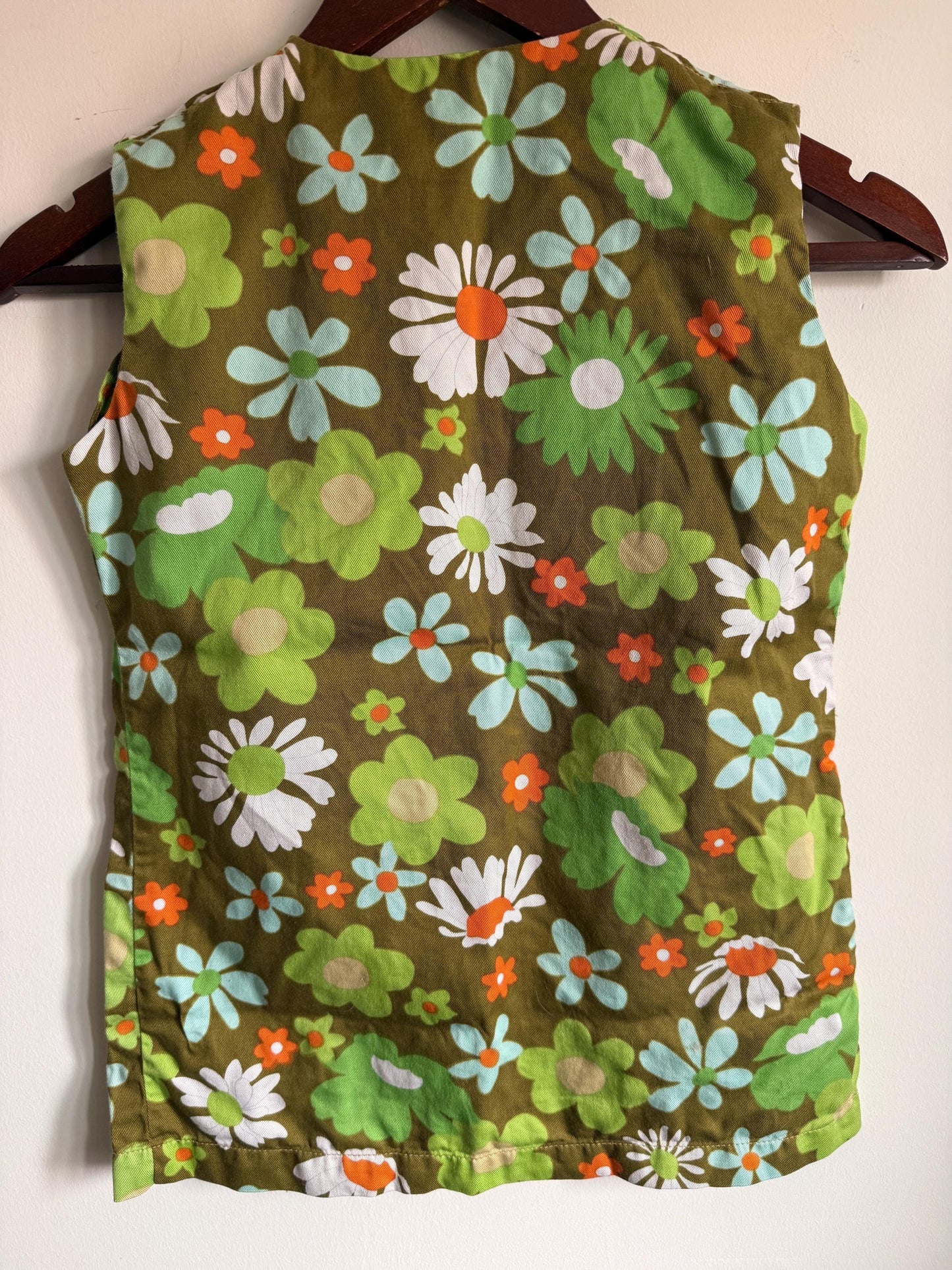 Cuckoo Green Flower Power Children's Tunic Vintage 1960s 70s Cuckoo Girls Floral Tunic Size 28 | Flower Power Children's Clothing