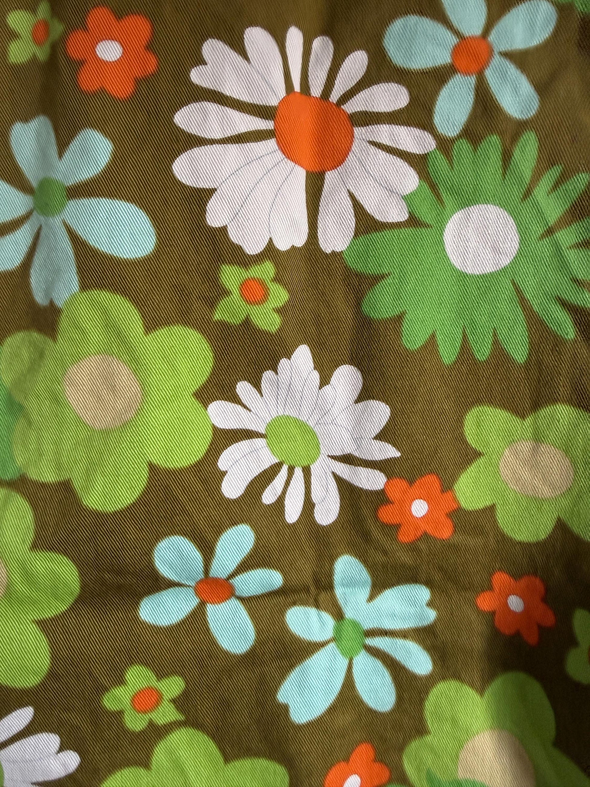 Cuckoo Green Flower Power Children's Tunic Vintage 1960s 70s Cuckoo Girls Floral Tunic Size 28 | Flower Power Children's Clothing