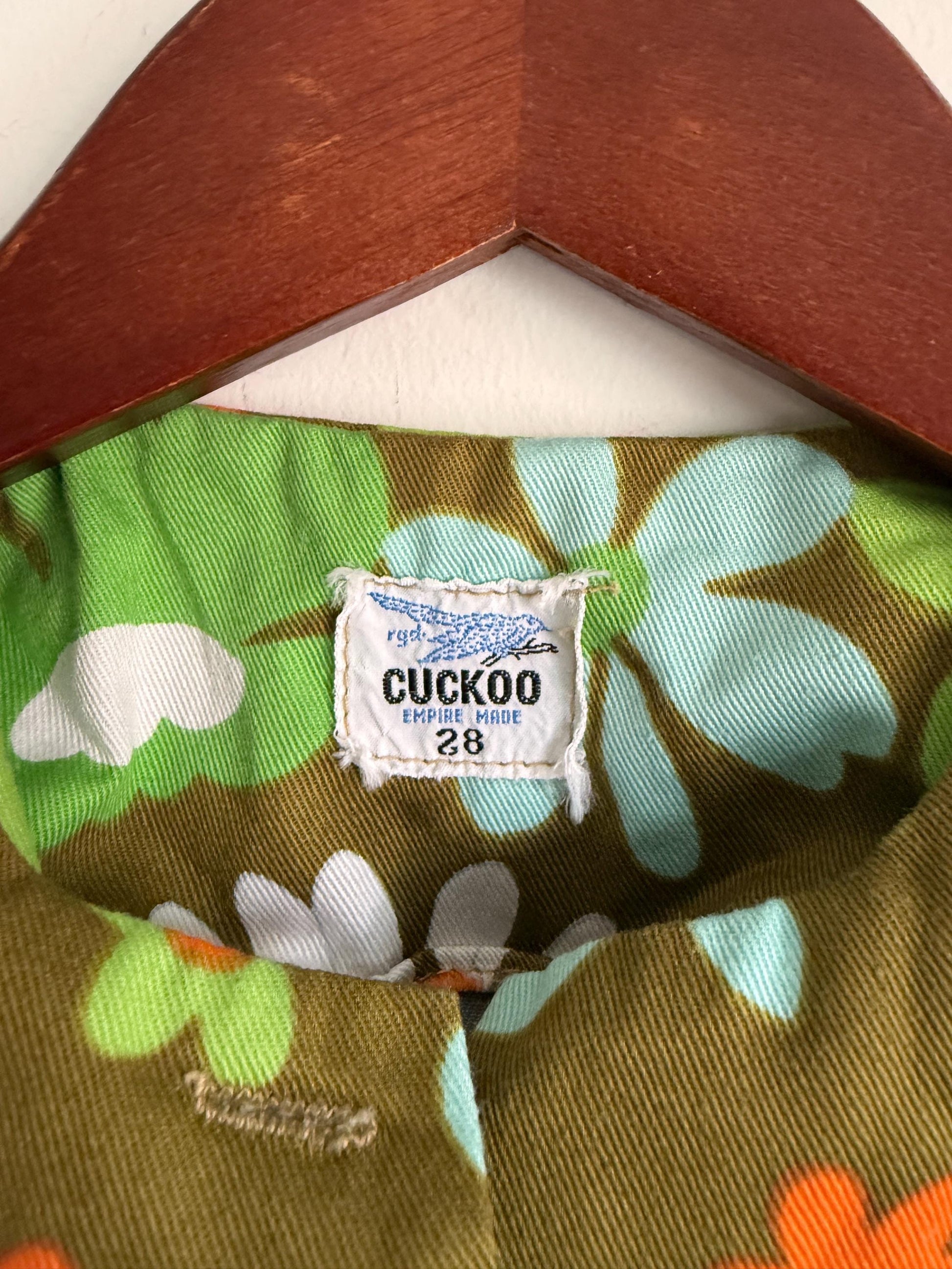 Cuckoo Green Flower Power Children's Tunic Vintage 1960s 70s Cuckoo Girls Floral Tunic Size 28 | Flower Power Children's Clothing