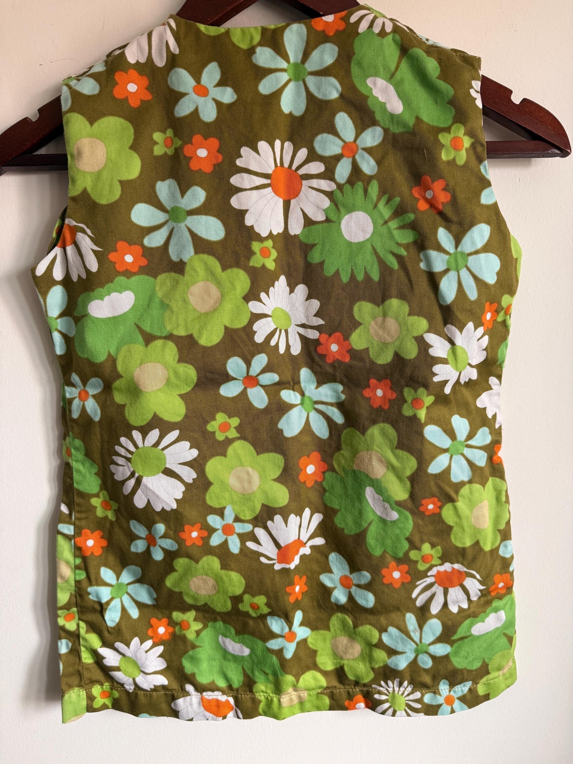 Cuckoo Green Flower Power Children's Tunic Vintage 1960s 70s Cuckoo Girls Floral Tunic Size 28 | Flower Power Children's Clothing