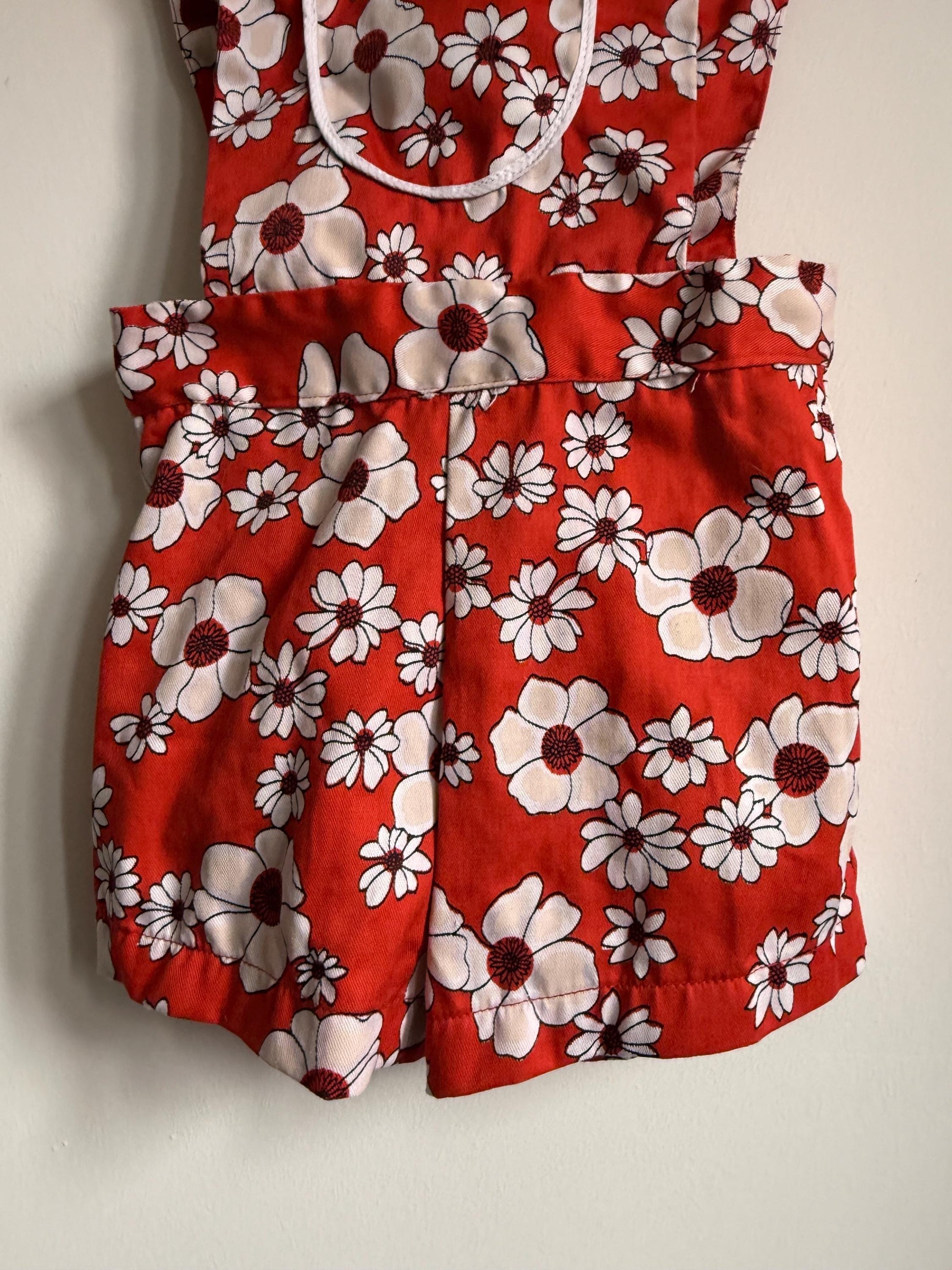 Cuckoo Red Floral Children's Playsuit Vintage 1960s 70s Cuckoo Girls Floral Playsuit Size 22 | Empire Made Children's Romper