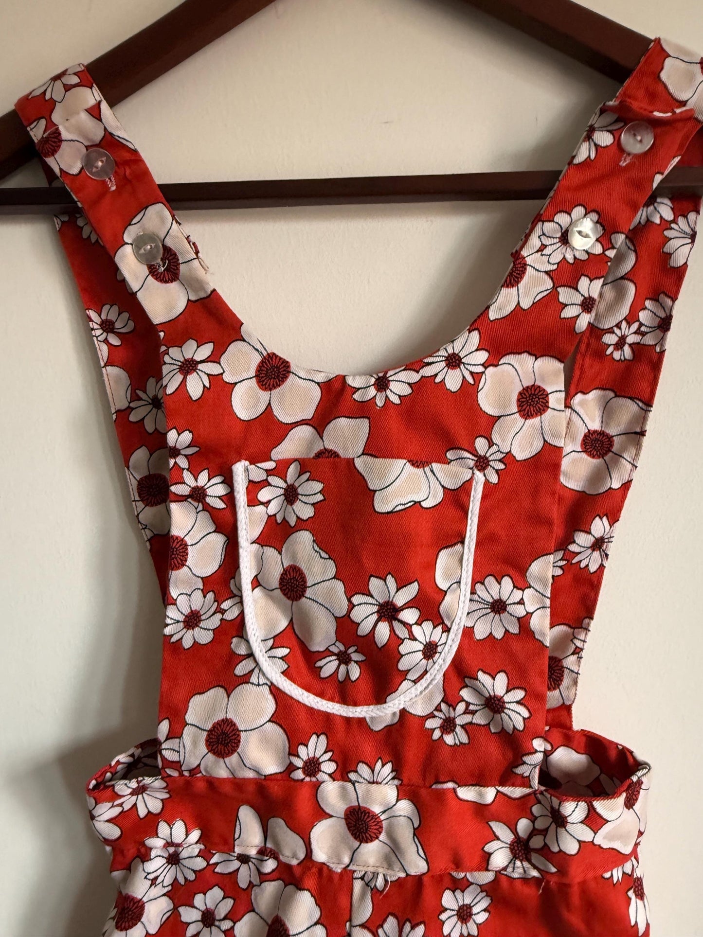 Cuckoo Red Floral Children's Playsuit Vintage 1960s 70s Cuckoo Girls Floral Playsuit Size 22 | Empire Made Children's Romper