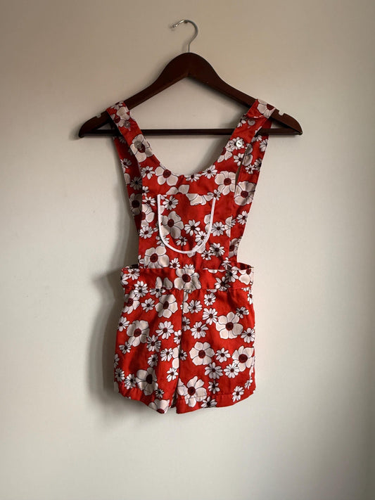 Cuckoo Red Floral Children's Playsuit Vintage 1960s 70s Cuckoo Girls Floral Playsuit Size 22 | Empire Made Children's Romper