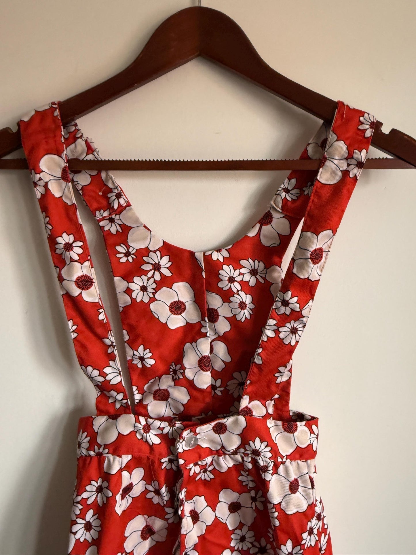 Cuckoo Red Floral Children's Playsuit Vintage 1960s 70s Cuckoo Girls Floral Playsuit Size 22 | Empire Made Children's Romper